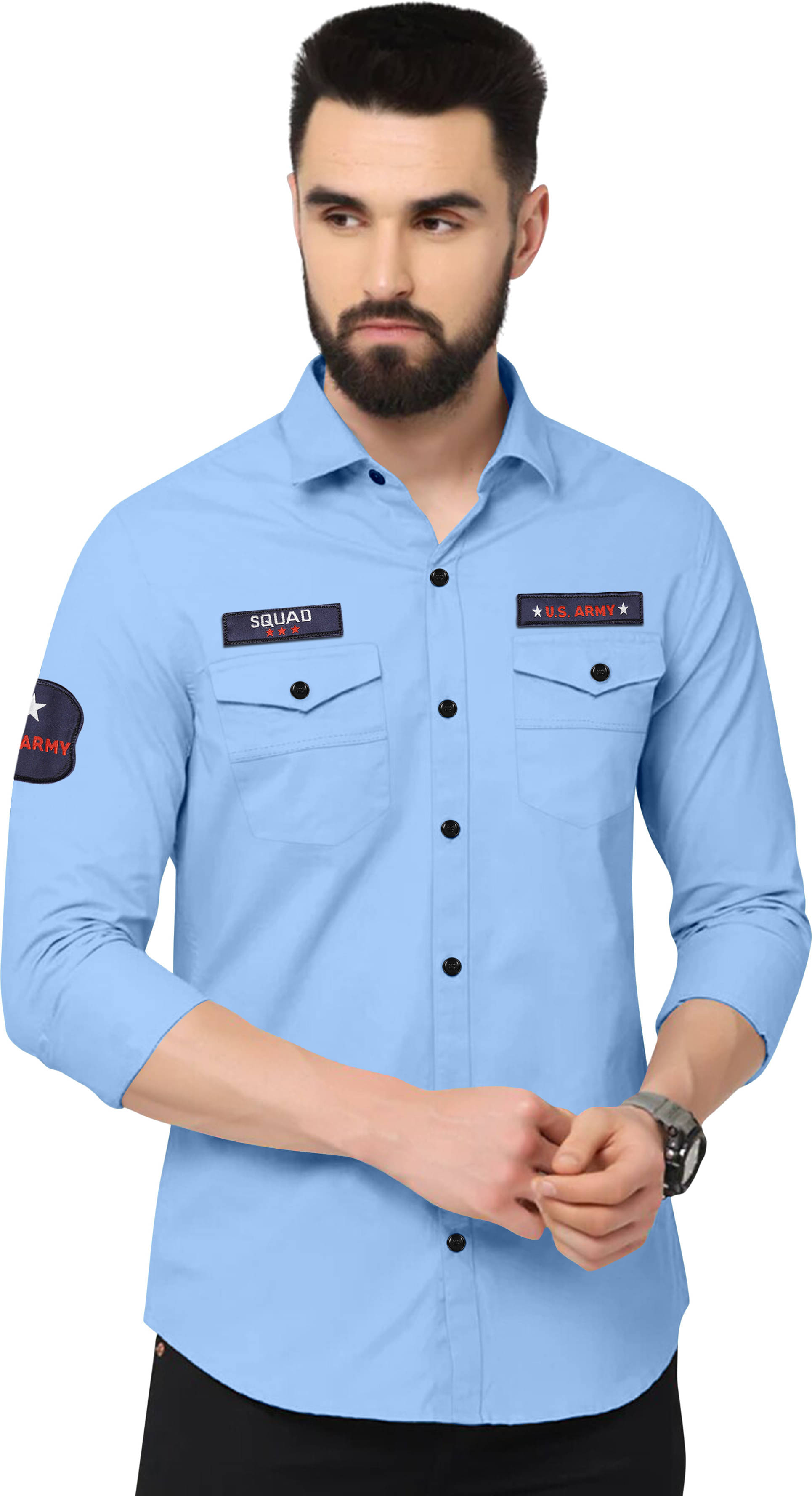 VEERA FLEX Cotton Blend Regular Fit Self Design Full Sleeves Men's Casual Shirt - Blue ( Pack of 1 ) VEERA FLEX Cotton Blend Regular Fit Self Design Full Sleeves Men's Casual Shirt - Blue ( Pack of 1 )