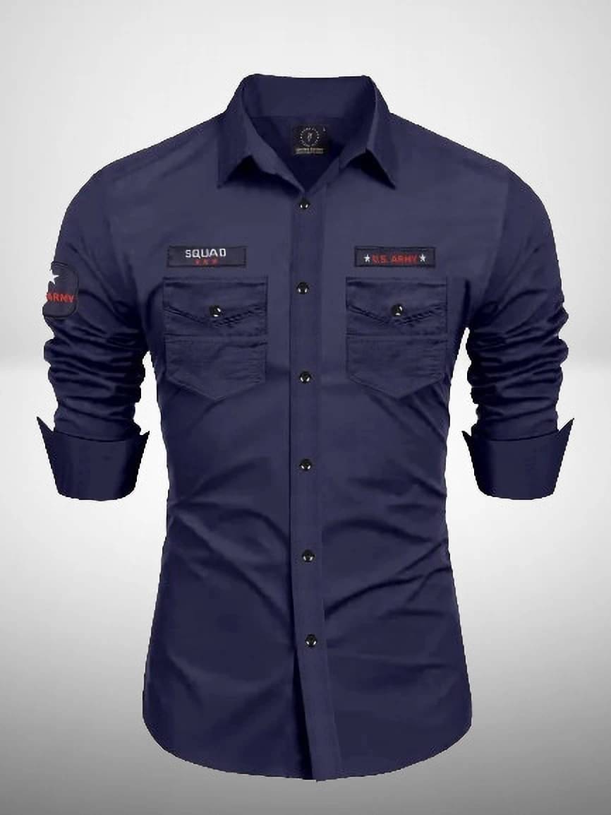 VEERA FLEX Cotton Blend Regular Fit Self Design Full Sleeves Men's Casual Shirt - Navy Blue ( Pack of 1 )     			VEERA FLEX Cotton Blend Regular Fit Self Design Full Sleeves Men's Casual Shirt - Navy Blue ( Pack of 1 )