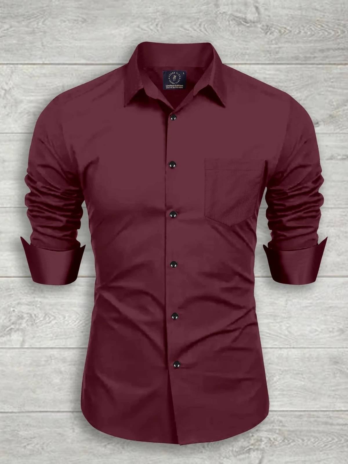     			VEERA FLEX Cotton Blend Regular Fit Solids Full Sleeves Men's Casual Shirt - Maroon ( Pack of 1 )