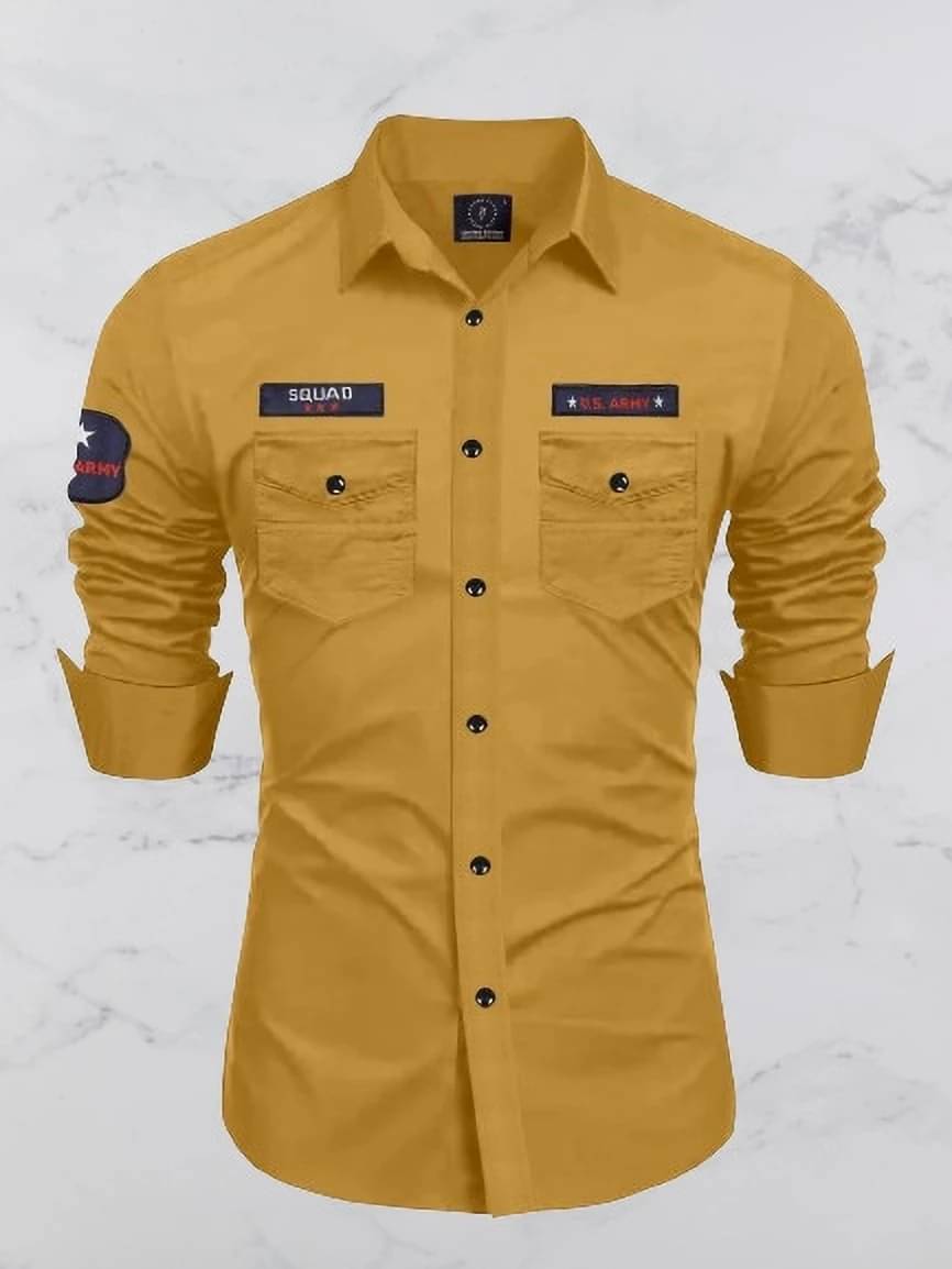     			VEERA FLEX Cotton Blend Regular Fit Self Design Full Sleeves Men's Casual Shirt - Yellow ( Pack of 1 )