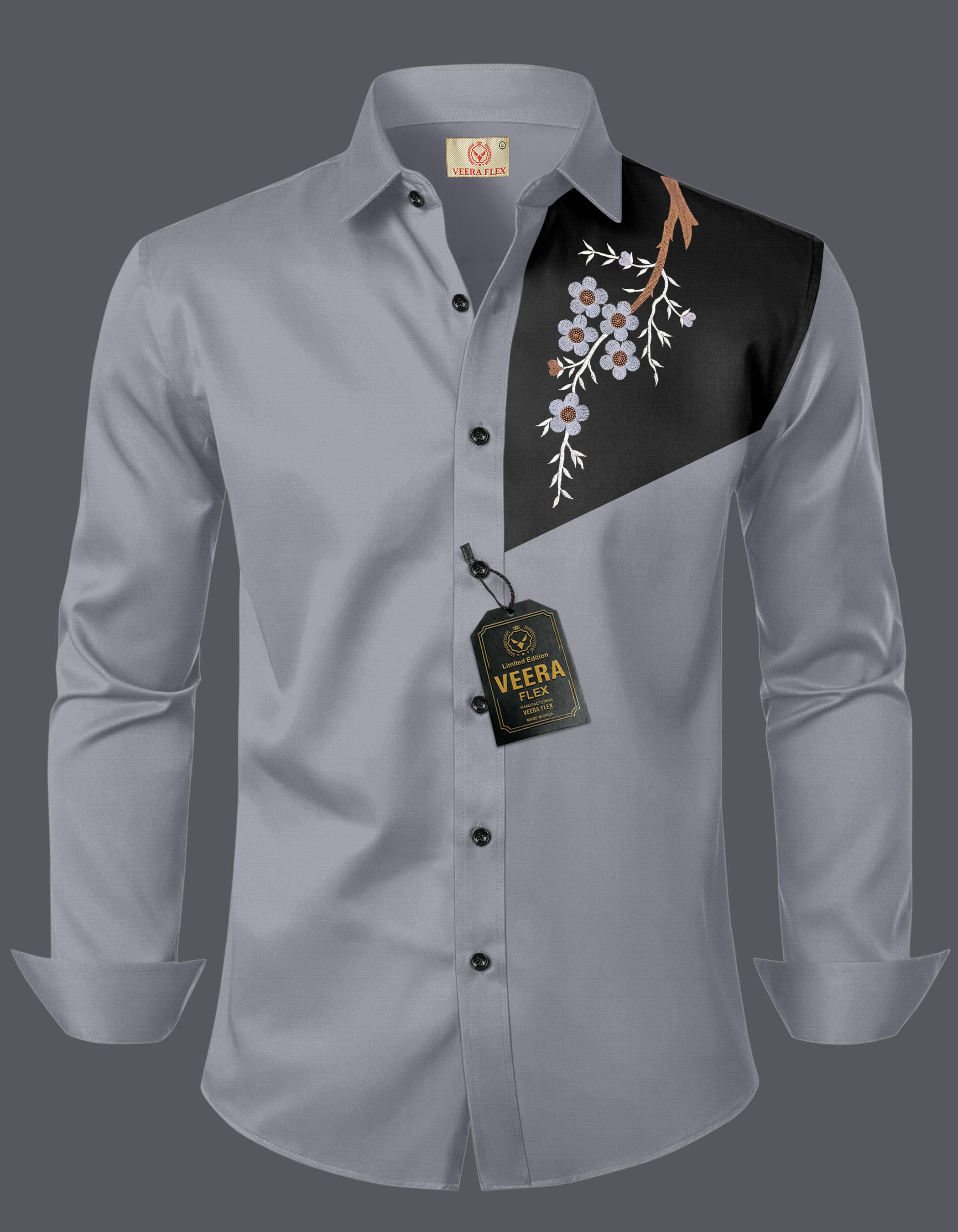 VEERA FLEX Cotton Blend Slim Fit Embroidered Full Sleeves Men's Casual Shirt - White ( Pack of 1 ) VEERA FLEX Cotton Blend Slim Fit Embroidered Full Sleeves Men's Casual Shirt - White ( Pack of 1 )