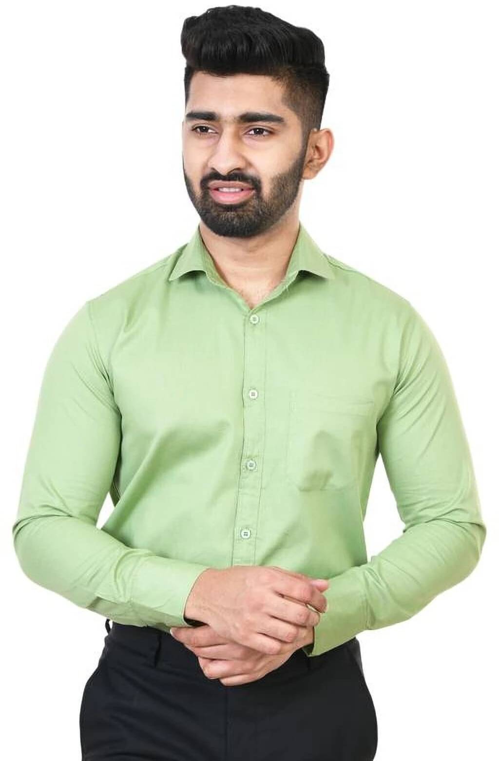     			VEERA FLEX Cotton Blend Slim Fit Solids Full Sleeves Men's Casual Shirt - Light Green ( Pack of 1 )