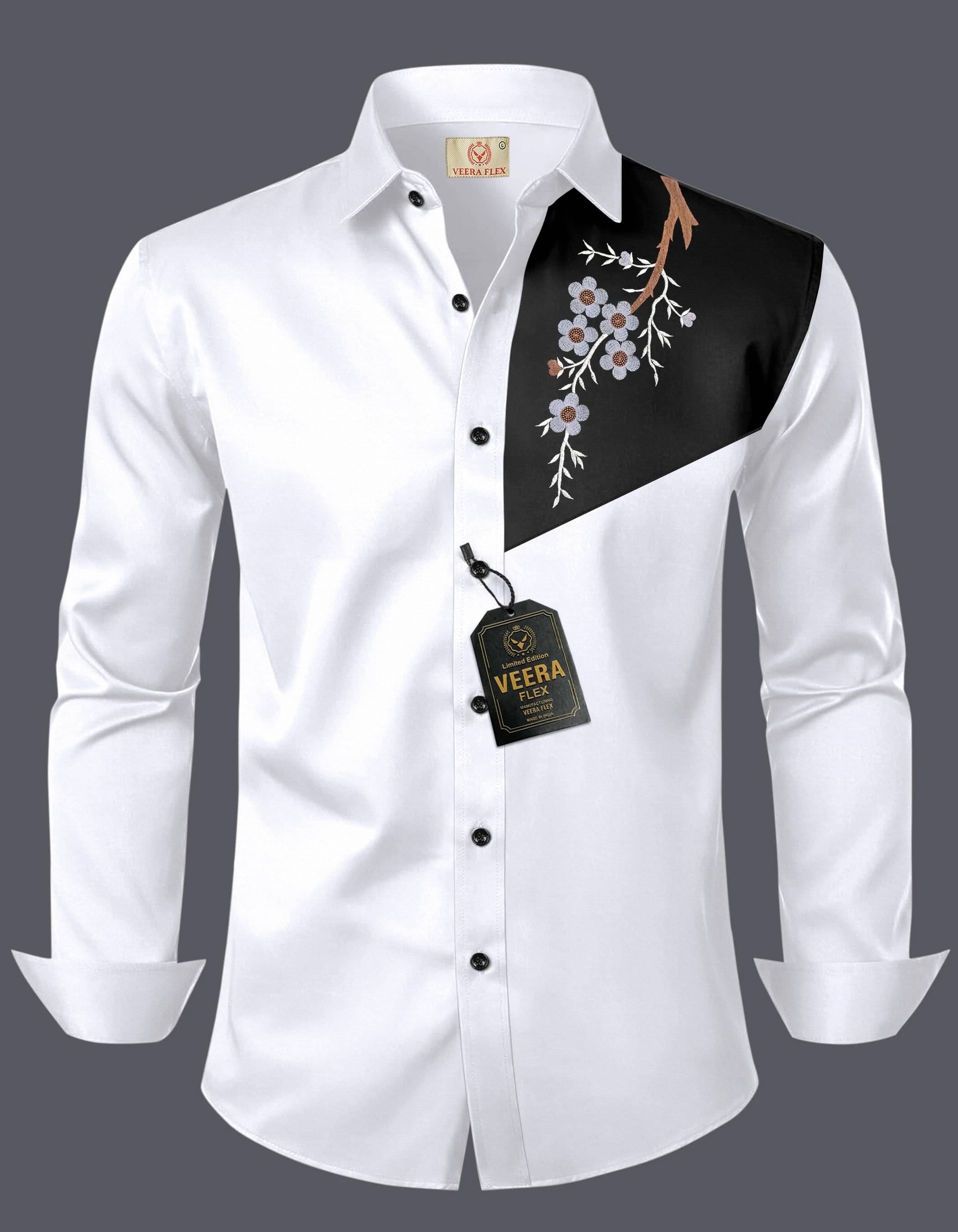     			VEERA FLEX Cotton Blend Slim Fit Embroidered Full Sleeves Men's Casual Shirt - White ( Pack of 1 )