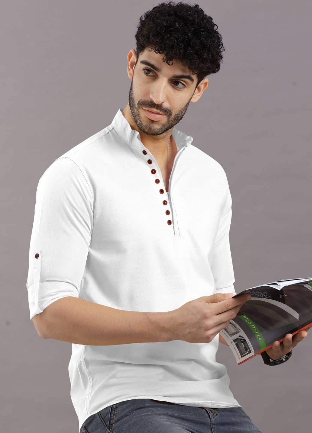 VTEXX Orange Cotton Blend Men's Regular Kurta ( Pack of 1 ) - Kurtas & Kurta Sets | Buy online on ZillyBuy