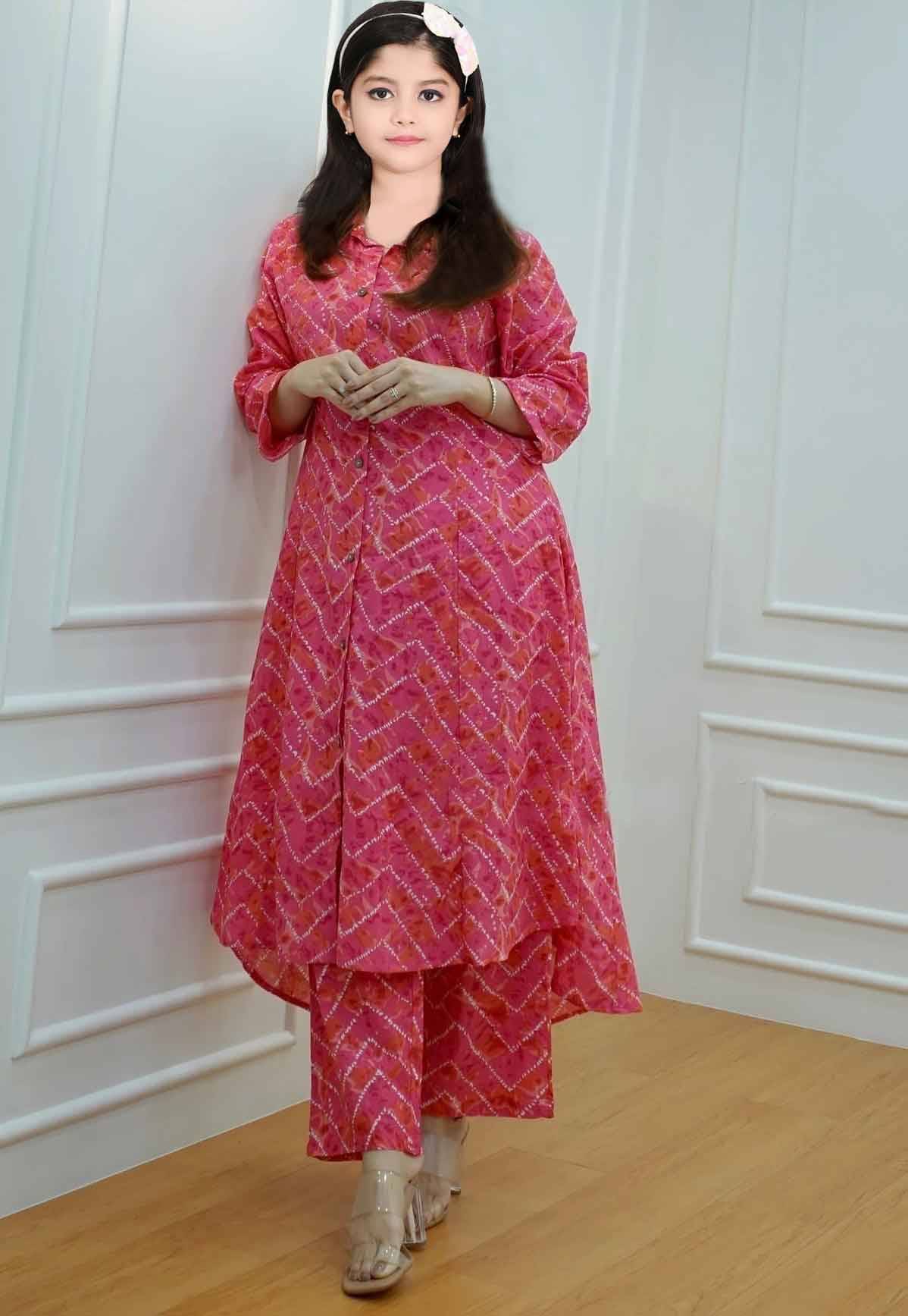     			Various Vault Girls Cotton Blend Kurti with Pants ( Pack of 1 , Pink )