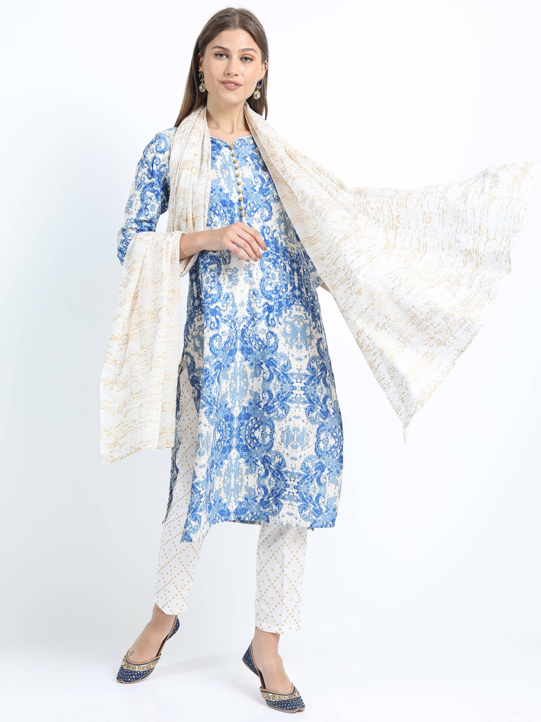 Vishudh Women Viscose Embroidered Straight Kurti With Pants ( Multicolor )     			Vishudh Women Viscose Embroidered Straight Kurti With Pants ( Multicolor )