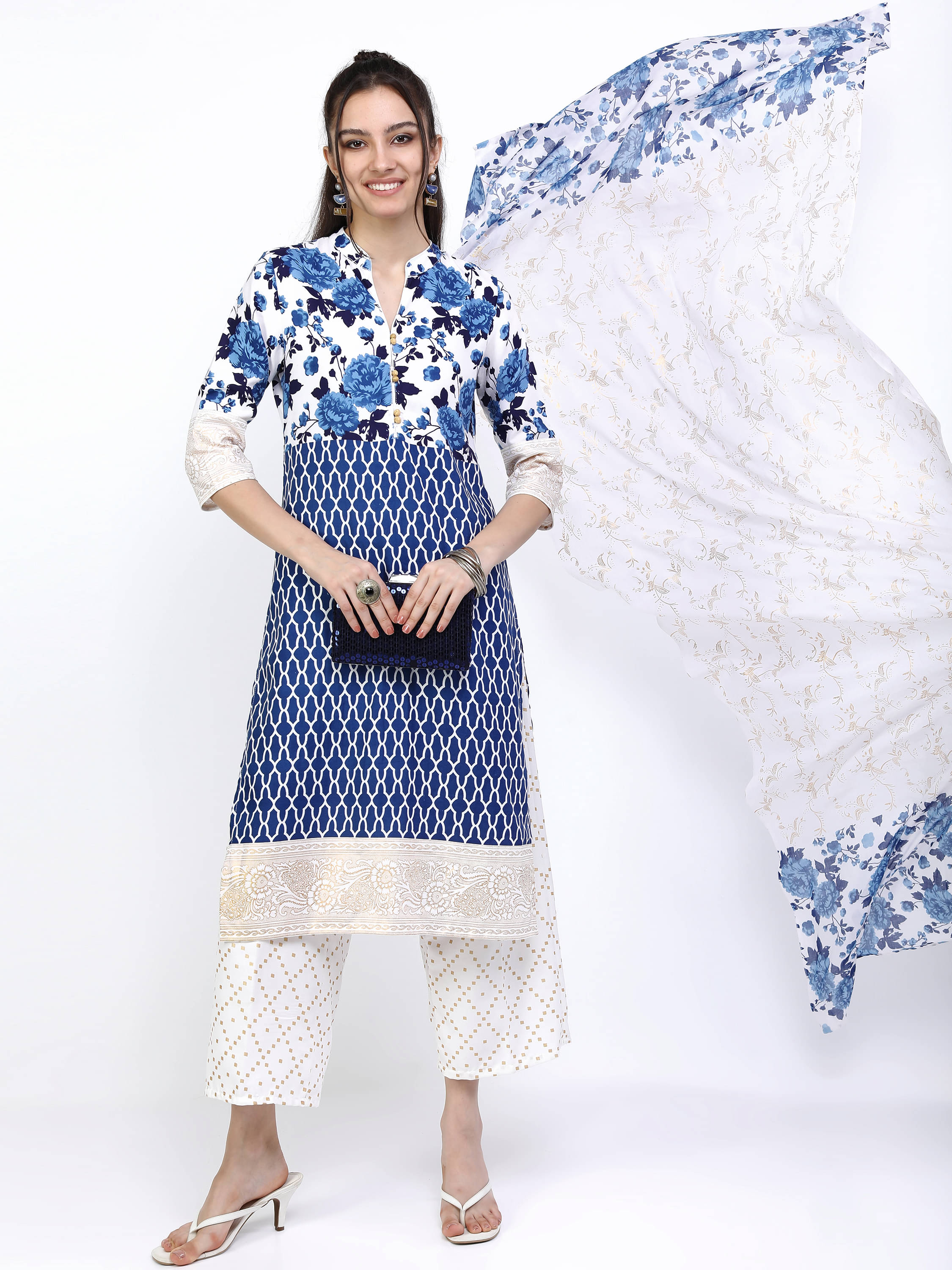 Vishudh Women Viscose Printed Straight Kurti With Palazzo ( Multicolor )     			Vishudh Women Viscose Printed Straight Kurti With Palazzo ( Multicolor )