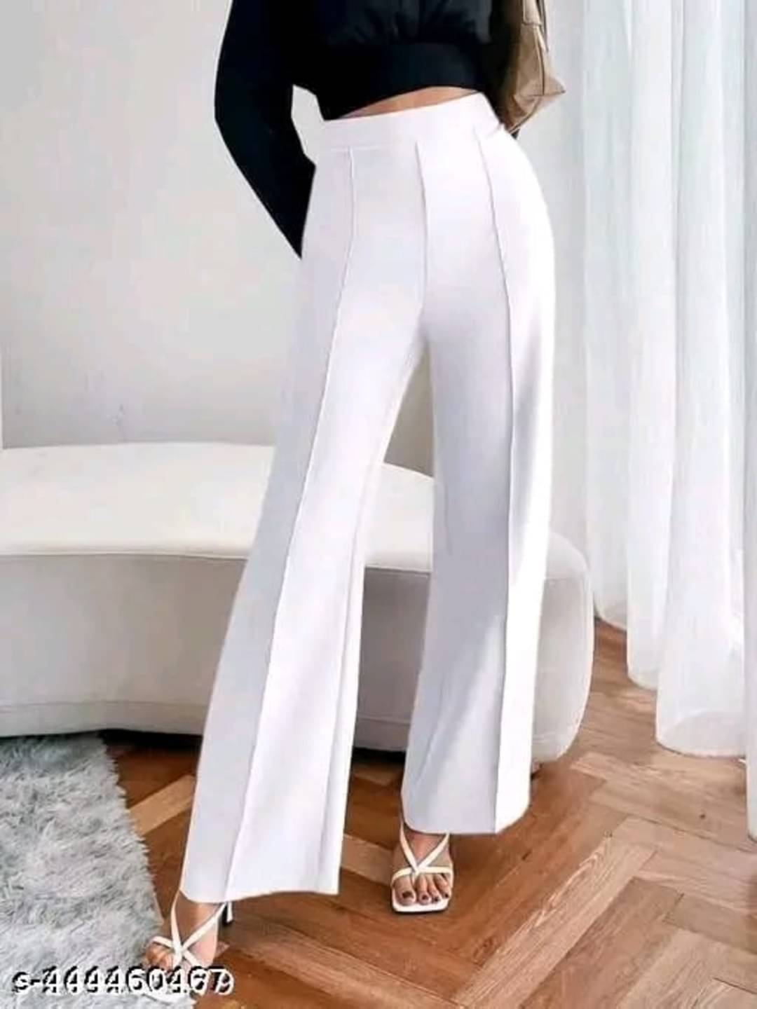     			WESEVEN Women Polyester Casual Trousers ( White )