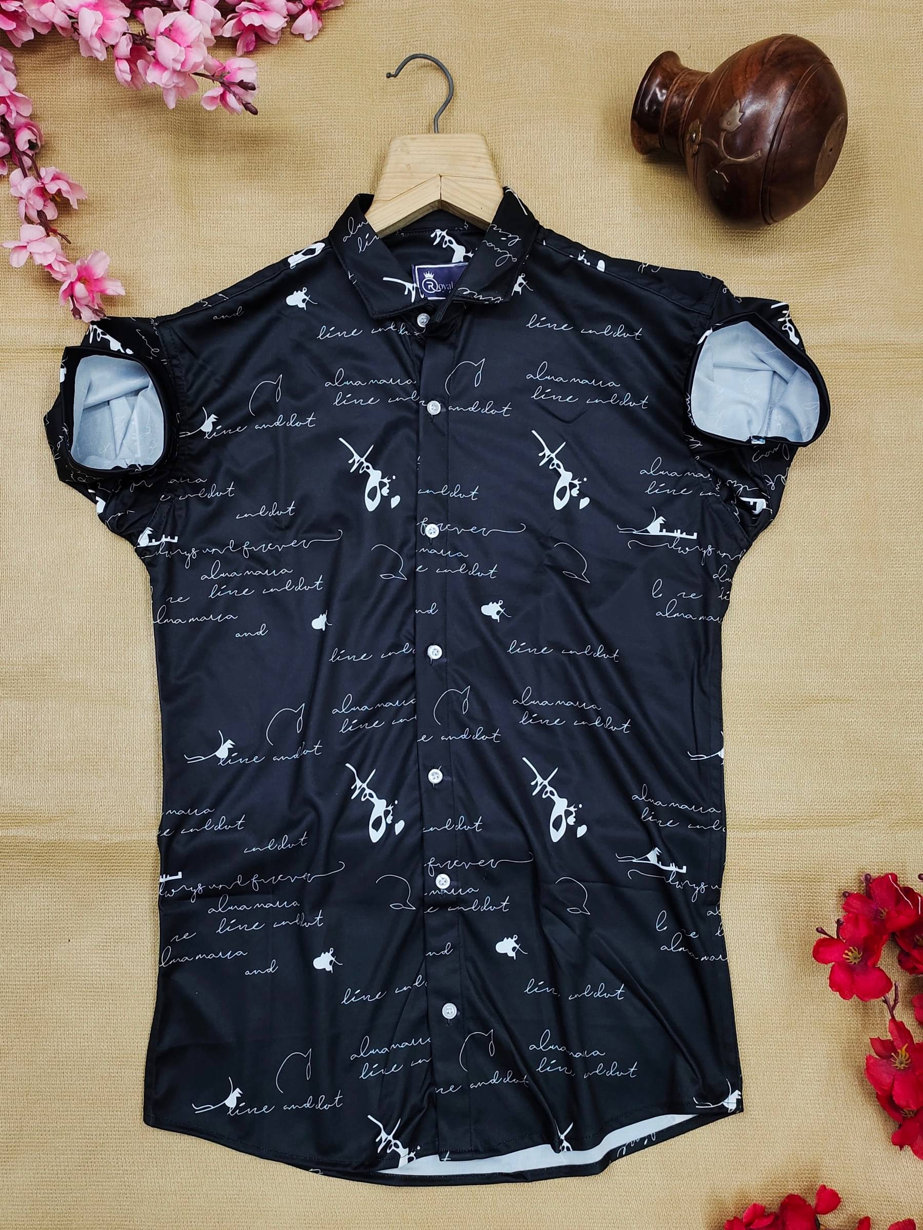 seventeenstitch Polyester Regular Fit Printed Half Sleeves Men's Casual Shirt - Black ( Pack of 1 ) seventeenstitch Polyester Regular Fit Printed Half Sleeves Men's Casual Shirt - Black ( Pack of 1 )