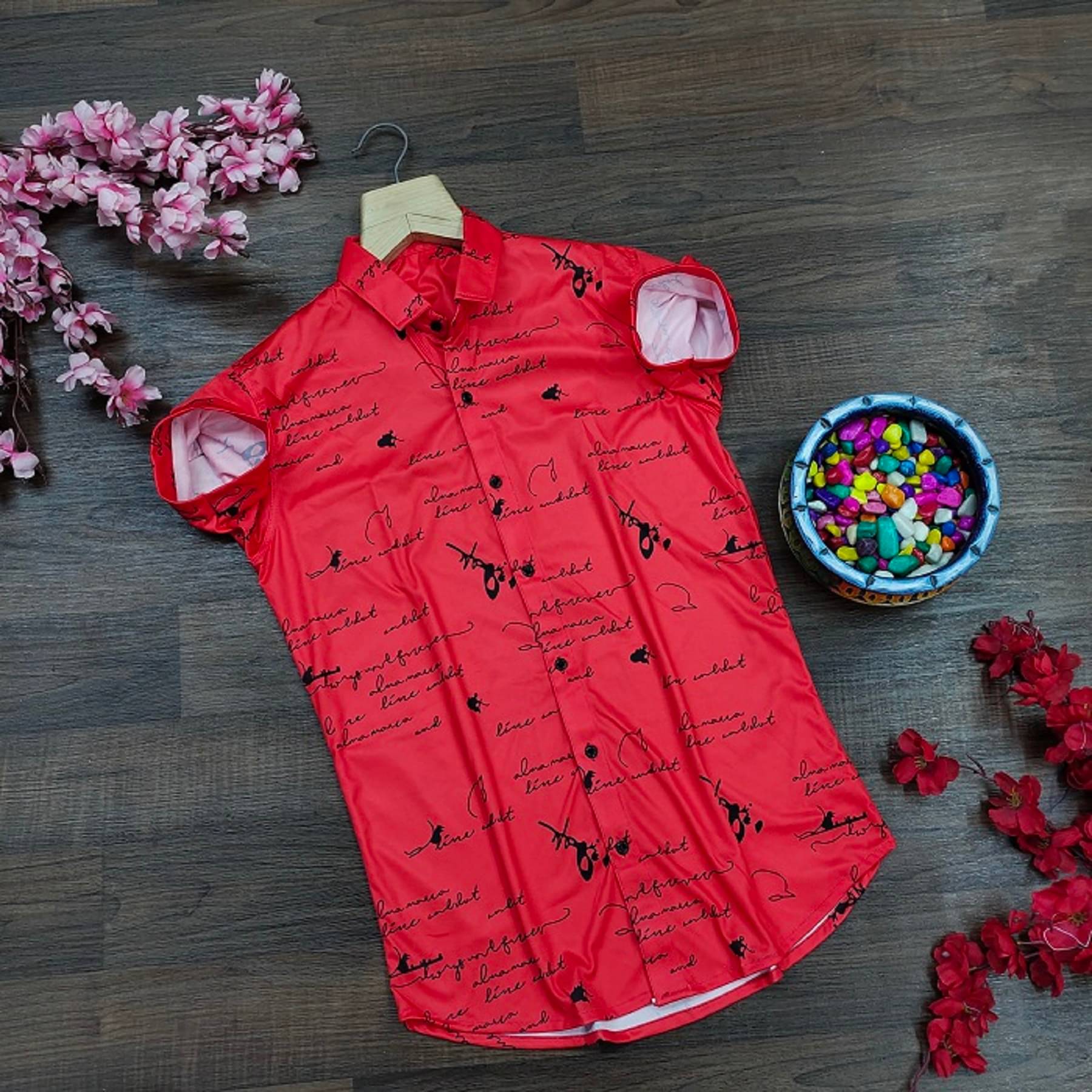     			seventeenstitch Polyester Regular Fit Printed Half Sleeves Men's Casual Shirt - Red ( Pack of 1 )