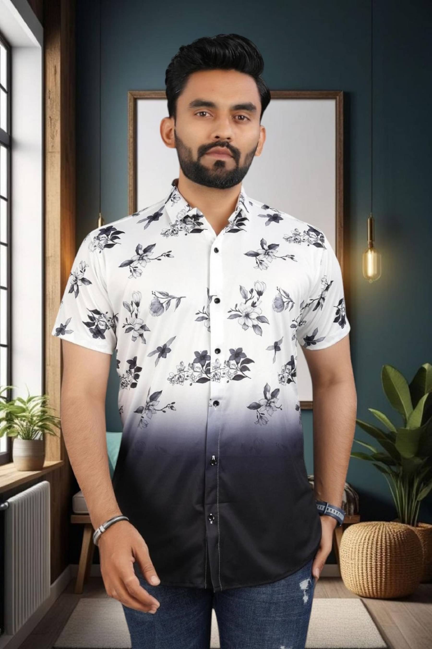 seventeenstitch Polyester Regular Fit Printed Half Sleeves Men's Casual Shirt - Black ( Pack of 1 ) seventeenstitch Polyester Regular Fit Printed Half Sleeves Men's Casual Shirt - Black ( Pack of 1 )