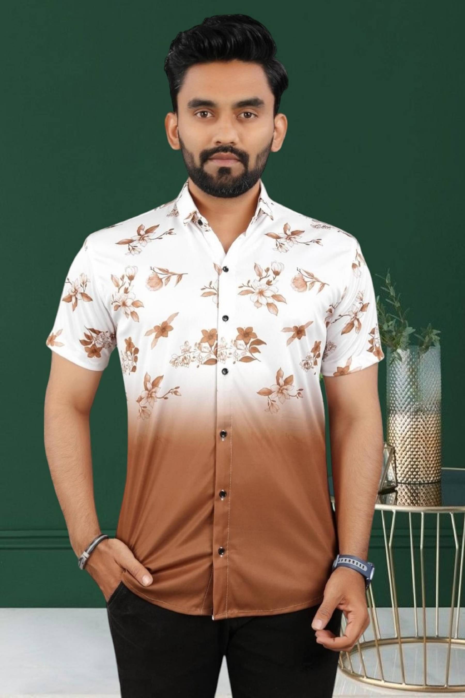 seventeenstitch Polyester Regular Fit Printed Half Sleeves Men's Casual Shirt - Brown ( Pack of 1 ) seventeenstitch Polyester Regular Fit Printed Half Sleeves Men's Casual Shirt - Brown ( Pack of 1 )
