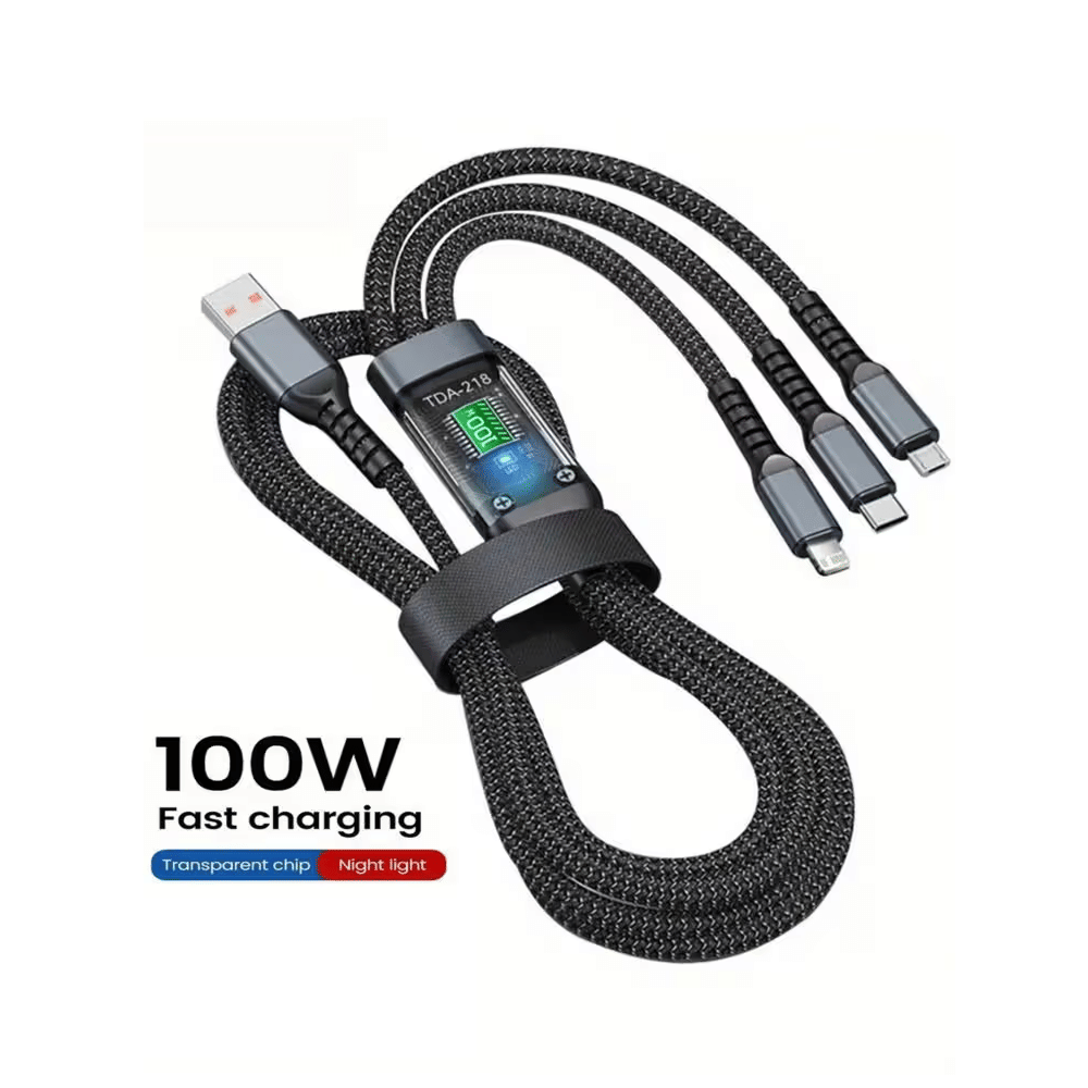    			3-in-1 USB Charging Cable – Lightning, Type-C & Micro USB – Fast Charge & Data Sync