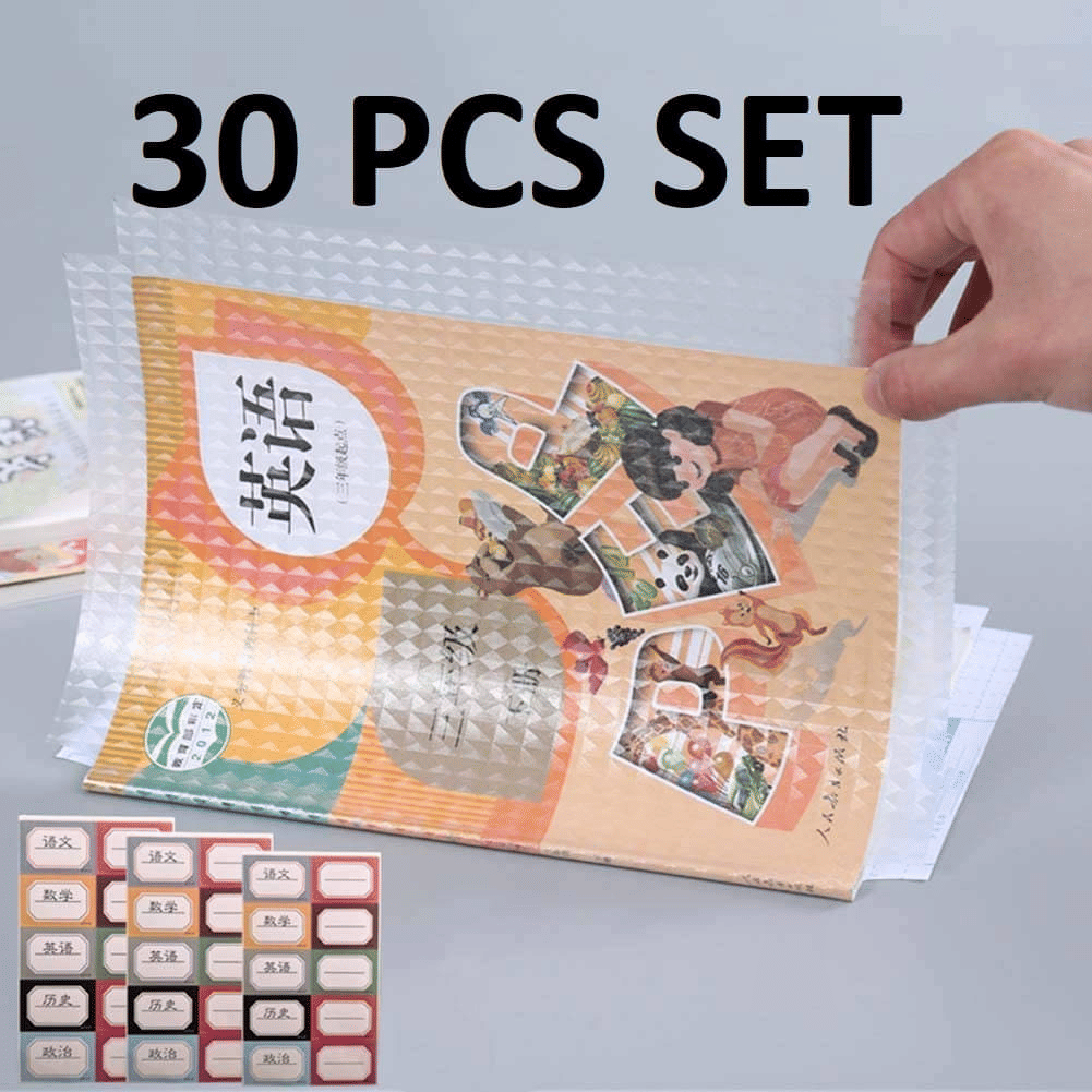 30 Pcs Self Adhesive Book Cover Transparent Protective Sticker for School Notebooks Waterproof Book Covers Roll Plastic Sheets(3 Sizes, 10 Each) 30 Pcs Self Adhesive Book Cover Transparent Protective Sticker for School Notebooks Waterproof Book Covers Roll Plastic Sheets(3 Sizes, 10 Each)