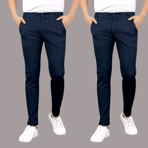     			AGRAYYANA Regular Flat Men's Trouser - Navy Blue ( Pack of 2 )