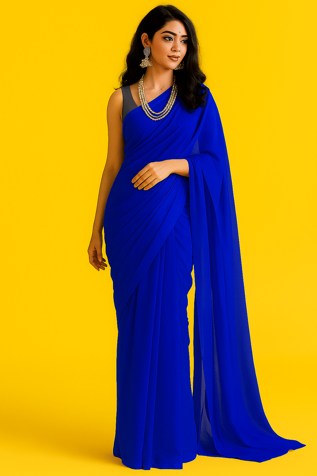 ASTYLOR Georgette Printed Regular Saree Without Blouse Piece ( Blue ) ASTYLOR Georgette Printed Regular Saree Without Blouse Piece ( Blue )
