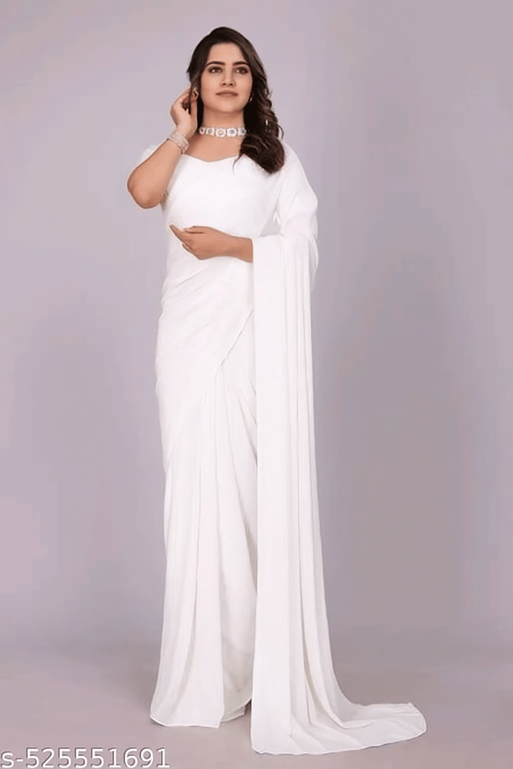 ASTYLOR Georgette Printed Regular Saree Without Blouse Piece ( White ) ASTYLOR Georgette Printed Regular Saree Without Blouse Piece ( White )