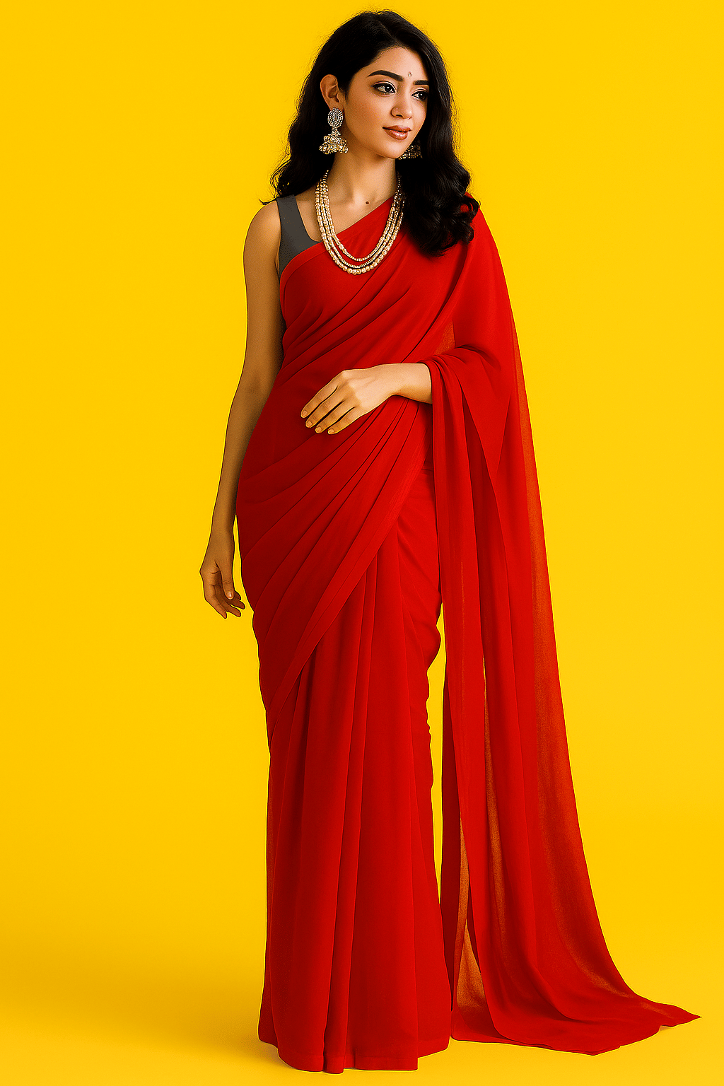 ASTYLOR Georgette Printed Regular Saree Without Blouse Piece ( Red ) ASTYLOR Georgette Printed Regular Saree Without Blouse Piece ( Red )