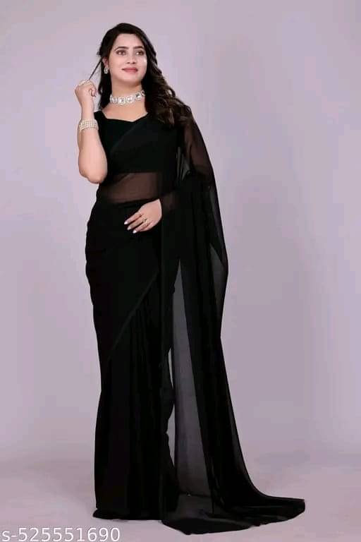 ASTYLOR Georgette Printed Regular Saree Without Blouse Piece ( Black ) ASTYLOR Georgette Printed Regular Saree Without Blouse Piece ( Black )
