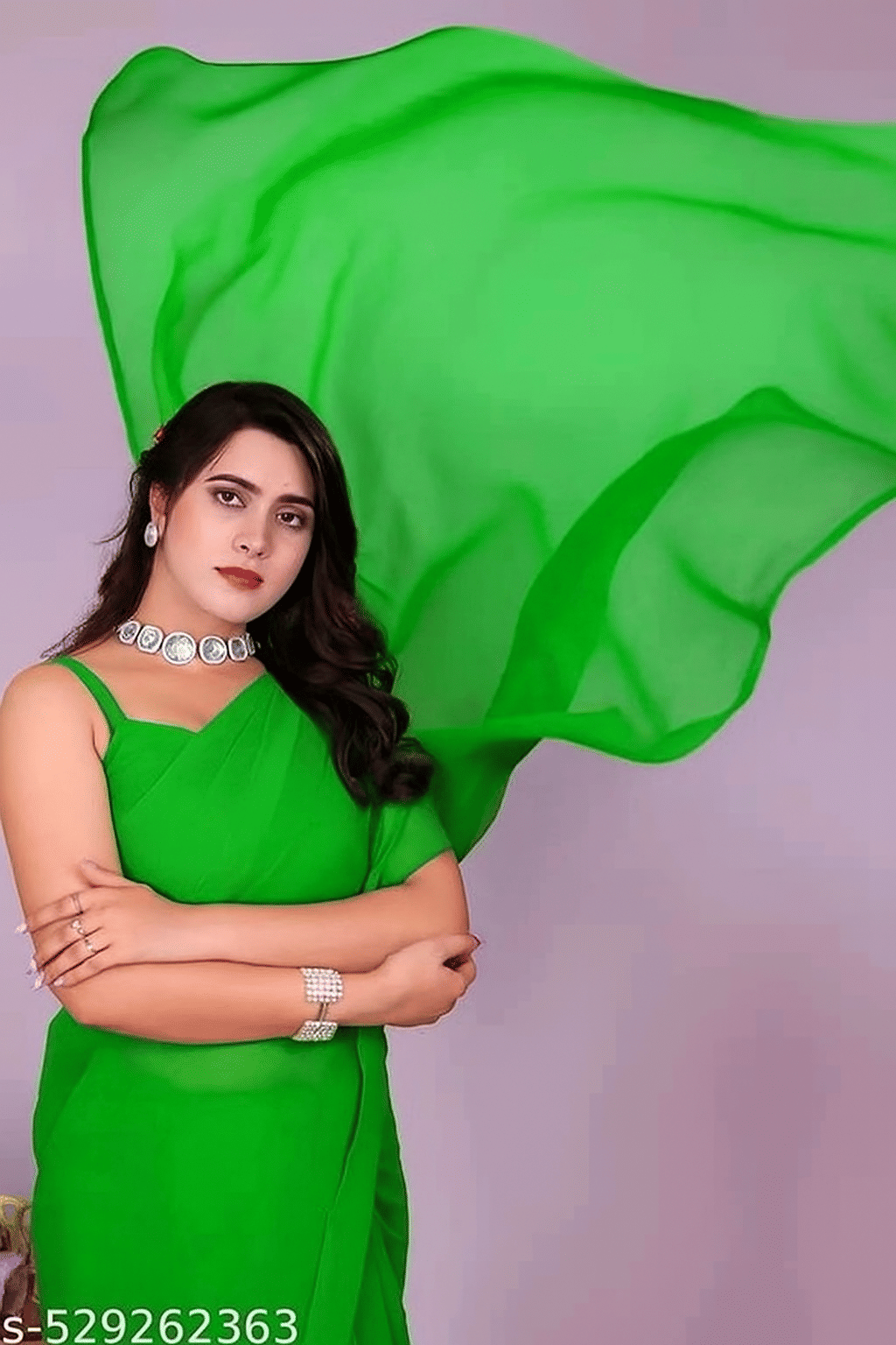 ASTYLOR Georgette Solid Regular Saree Without Blouse Piece ( Light Green ) ASTYLOR Georgette Solid Regular Saree Without Blouse Piece ( Light Green )