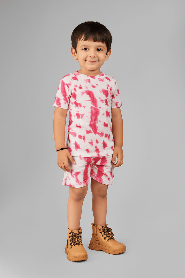 ASTYLOR Pack of 1 Boys Cotton Spandex T-Shirt & Shorts Set ( Pink ) ASTYLOR Pack of 1 Boys Cotton Spandex T-Shirt & Shorts Set ( Pink )