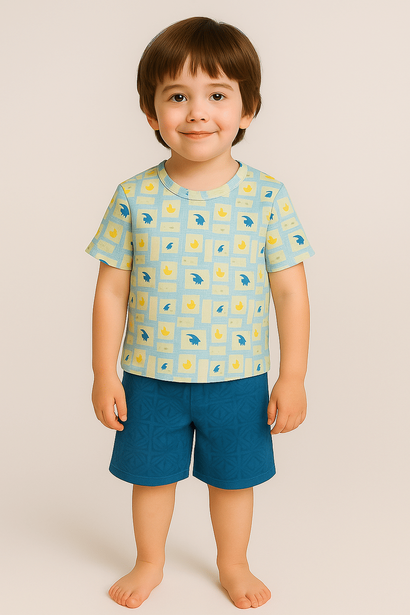     			ASTYLOR Pack of 1 Boys Cotton Blend T-Shirt & Shorts Set ( Blue )
