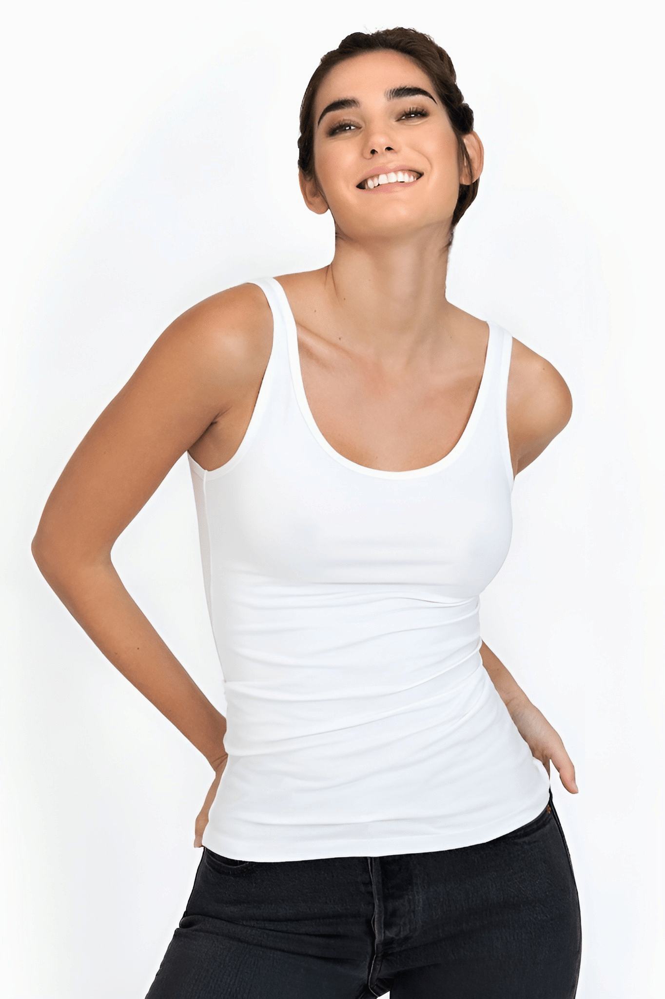     			ATIMUNA Women Cotton Blen Tank Top ( White )