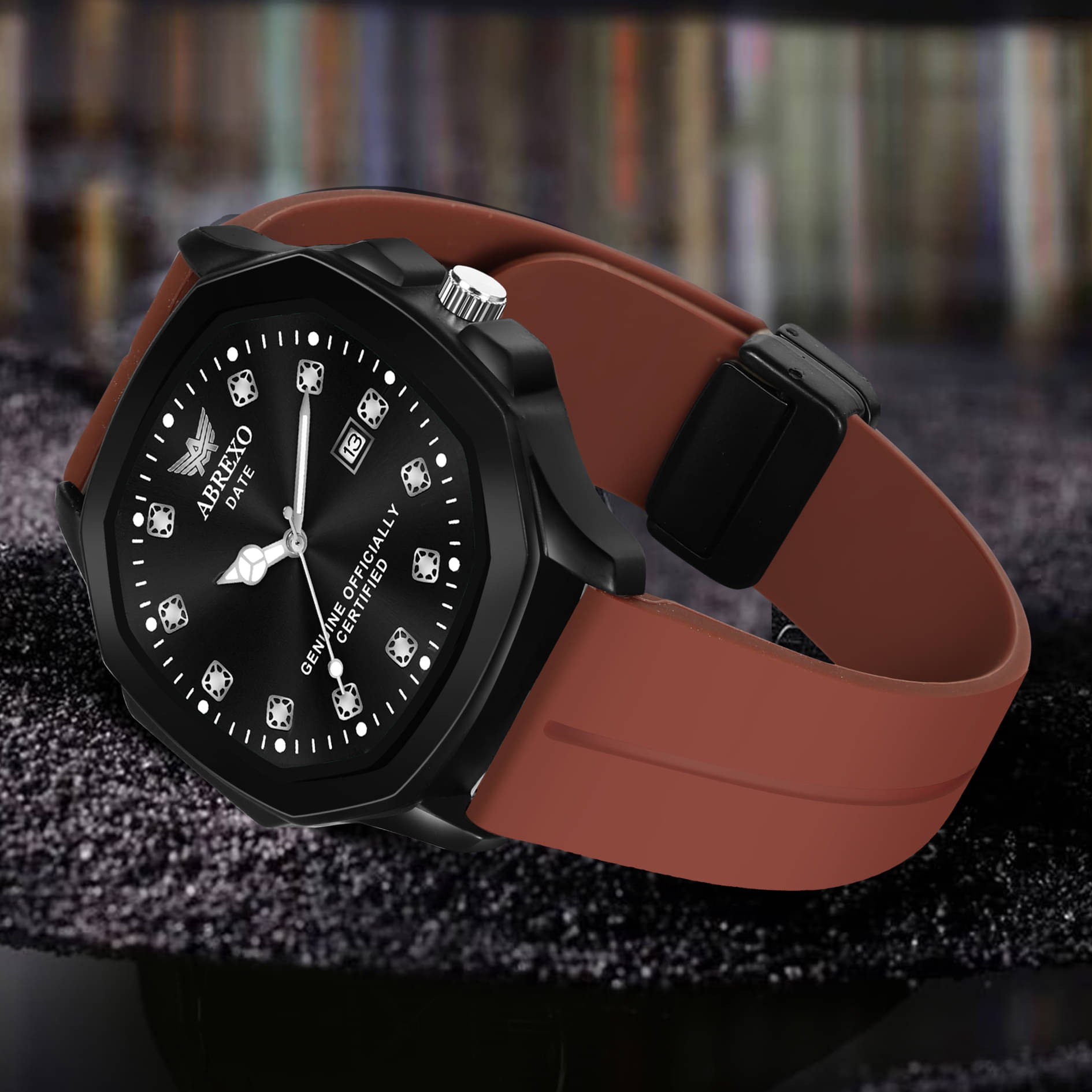     			Abrexo Brown Silicon Analog Men's Watch