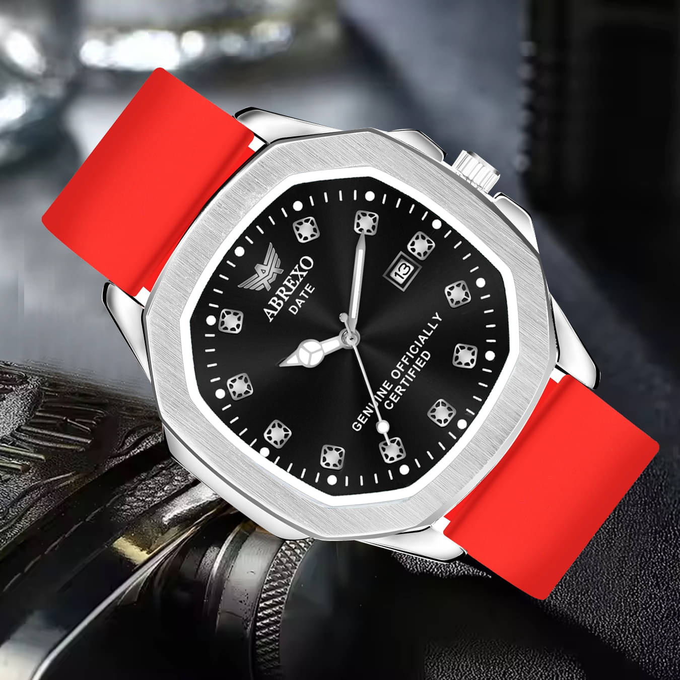     			Abrexo Red Silicon Analog Men's Watch