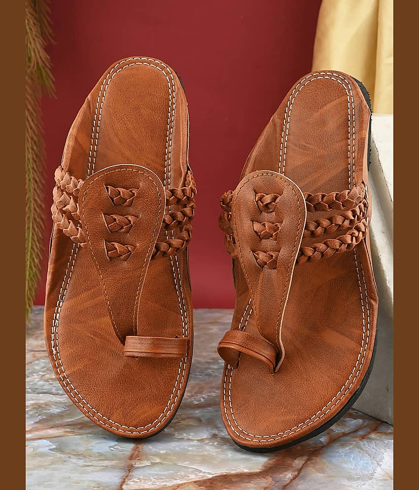 Anjaneya Creations Tan Men's Kolhapuris - Ethnic Shoes | Buy online on ZillyBuy
