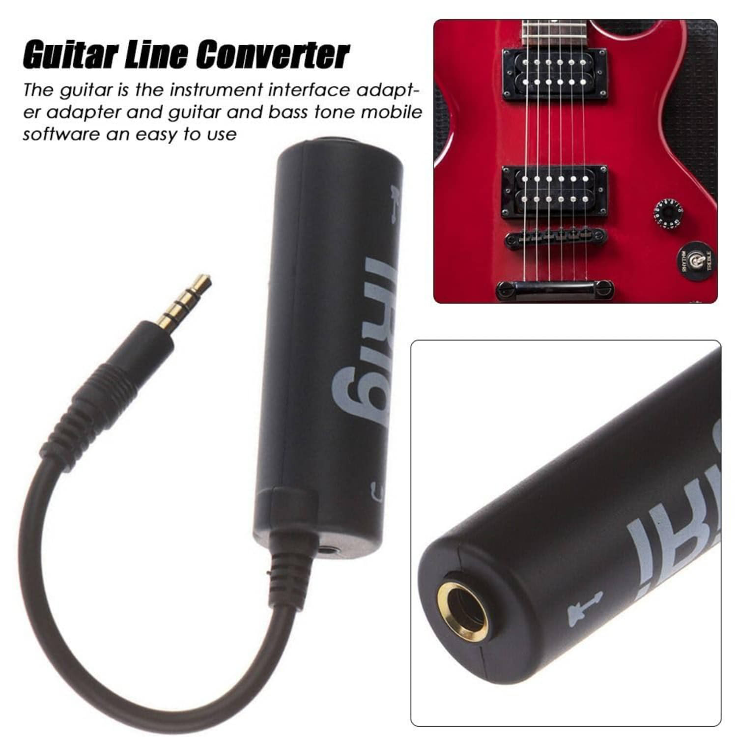     			Audio Interface AMP for iPod Touch, iPhone, Guitar Connector Multimedia Audio Interface, 7 X 2 X 2 cm, Black Note: Not Suitable for Android Users