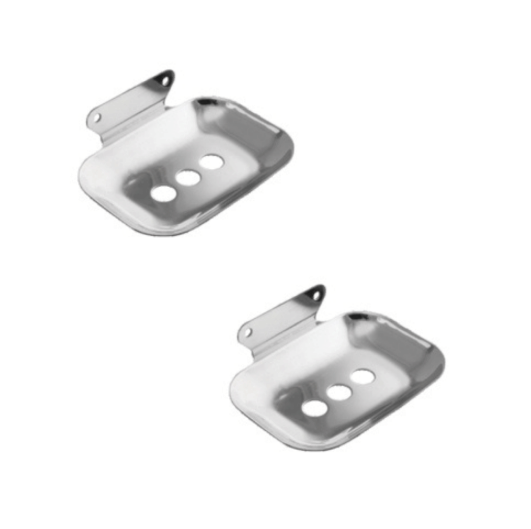     			BATHBLISS Coral Oval Stainless Steel Single Soap Dish/Soap Holder for Bathroom Wall Mount in Chrome Finish without Wall Flange for Wash Area/Kitchen & Bathroom (Set of 2)