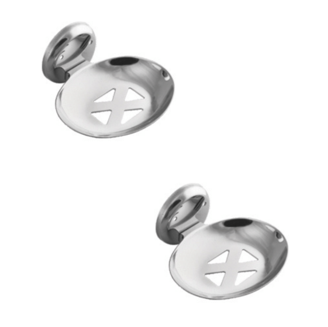     			BATHBLISS Style Round Stainless Steel Single Soap Dish/Soap Holder for Bathroom Wall Mount in Chrome Finish with Wall Flange for Wash Area/Kitchen & Bathroom (Set of 2)