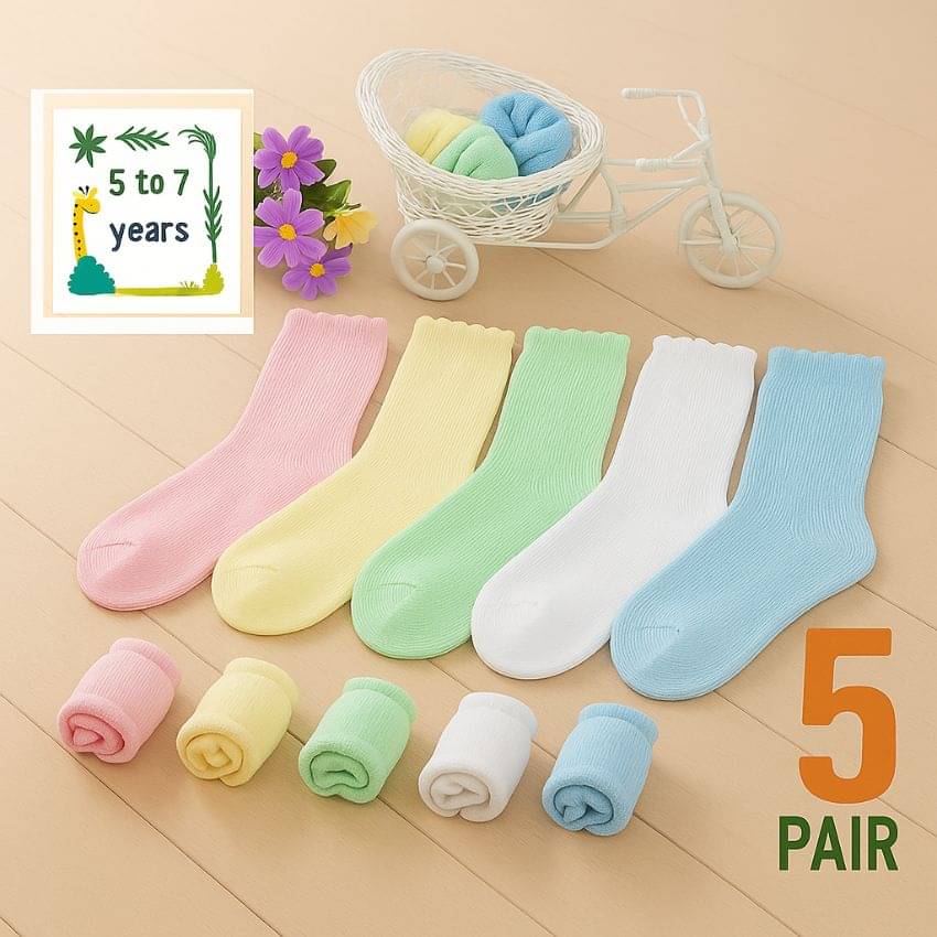 BBYARAJ Pack of 5 Unisex for Baby Cotton Full Length Socks ( Multicolor )     			BBYARAJ Pack of 5 Unisex for Baby Cotton Full Length Socks ( Multicolor )