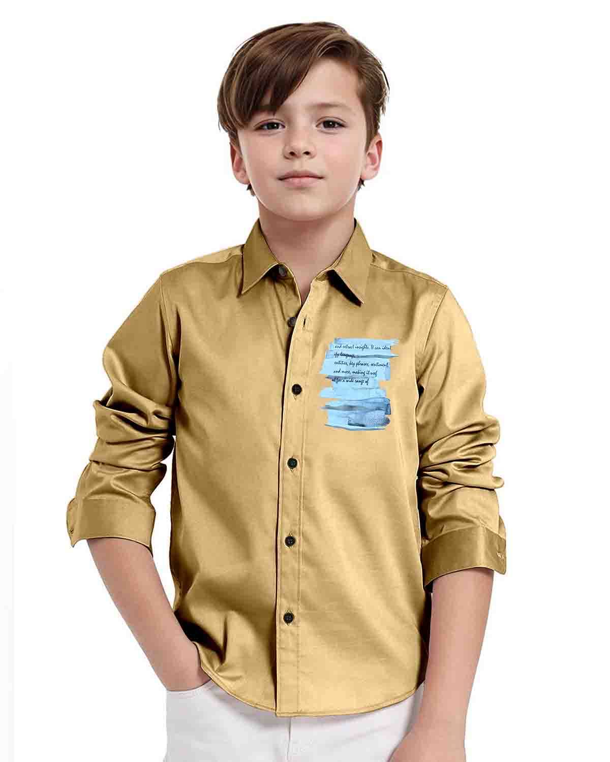     			BLS Pack of 1 Boys Satin Full Sleeves Shirt ( Brown )