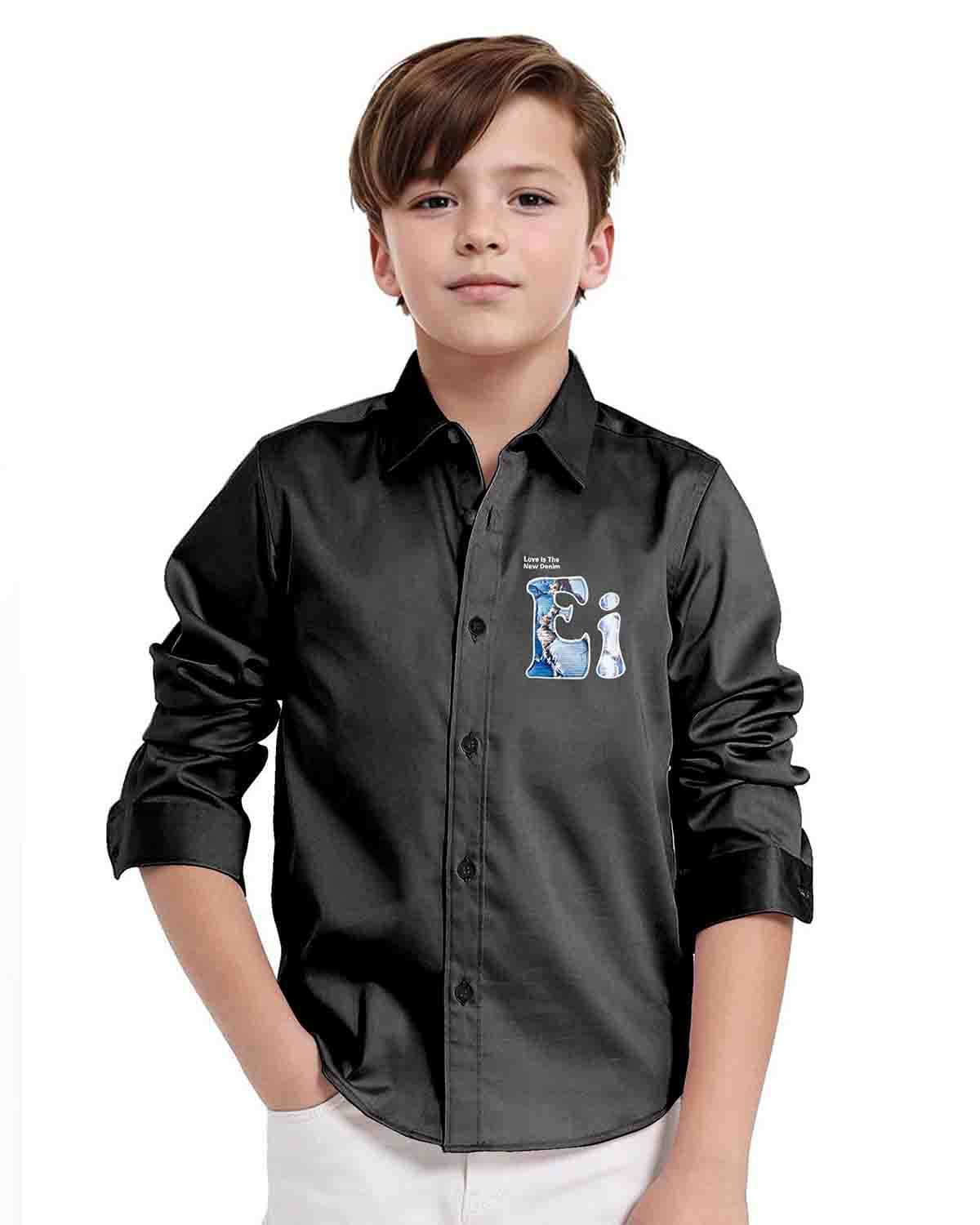     			BLS Pack of 1 Boys Satin Full Sleeves Shirt ( Black )
