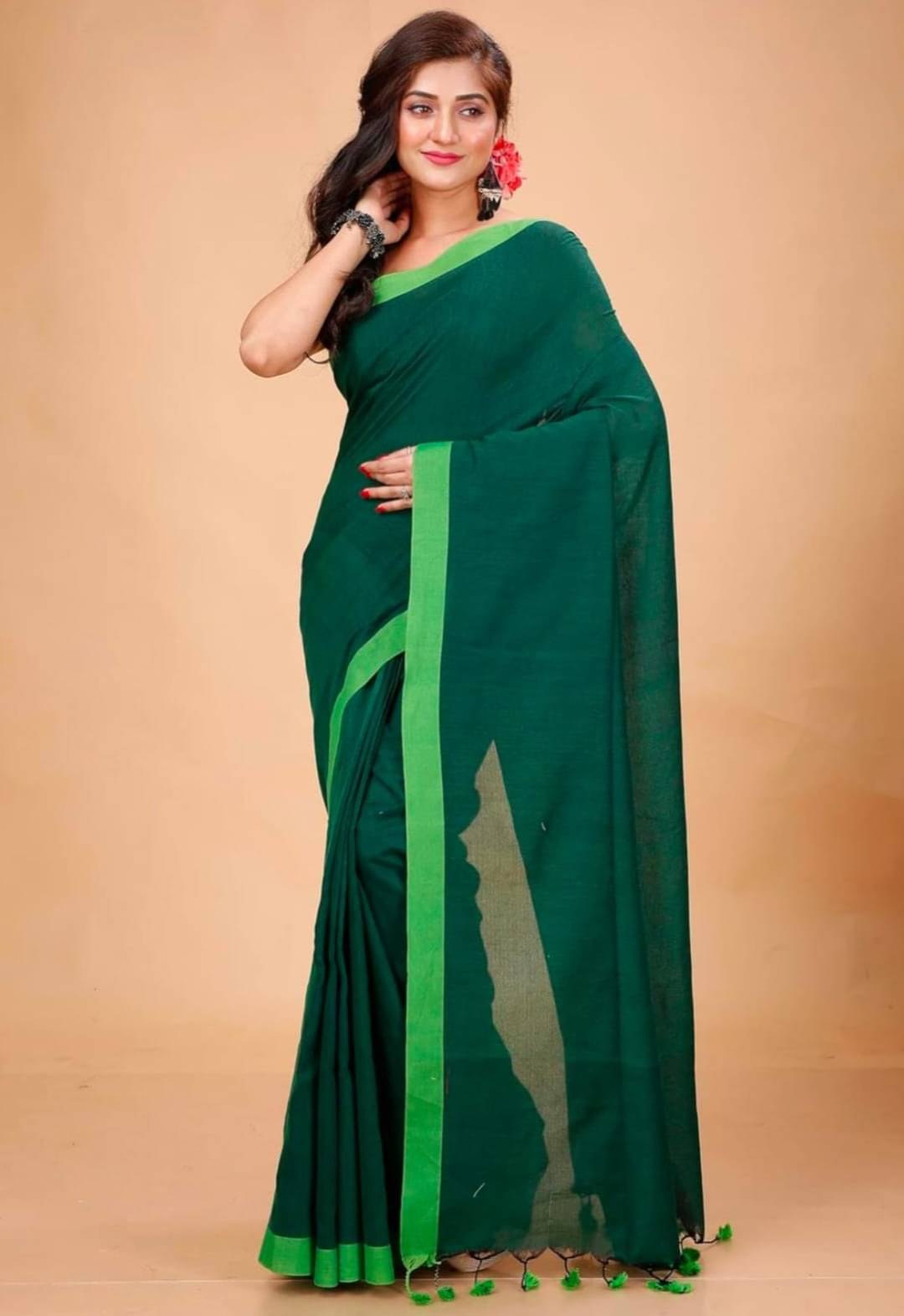 BRYNBRIT Cotton Embellished Chanderi saree With Unstitched Blouse Piece ( Teal,Green ) BRYNBRIT Cotton Embellished Chanderi saree With Unstitched Blouse Piece ( Teal,Green )
