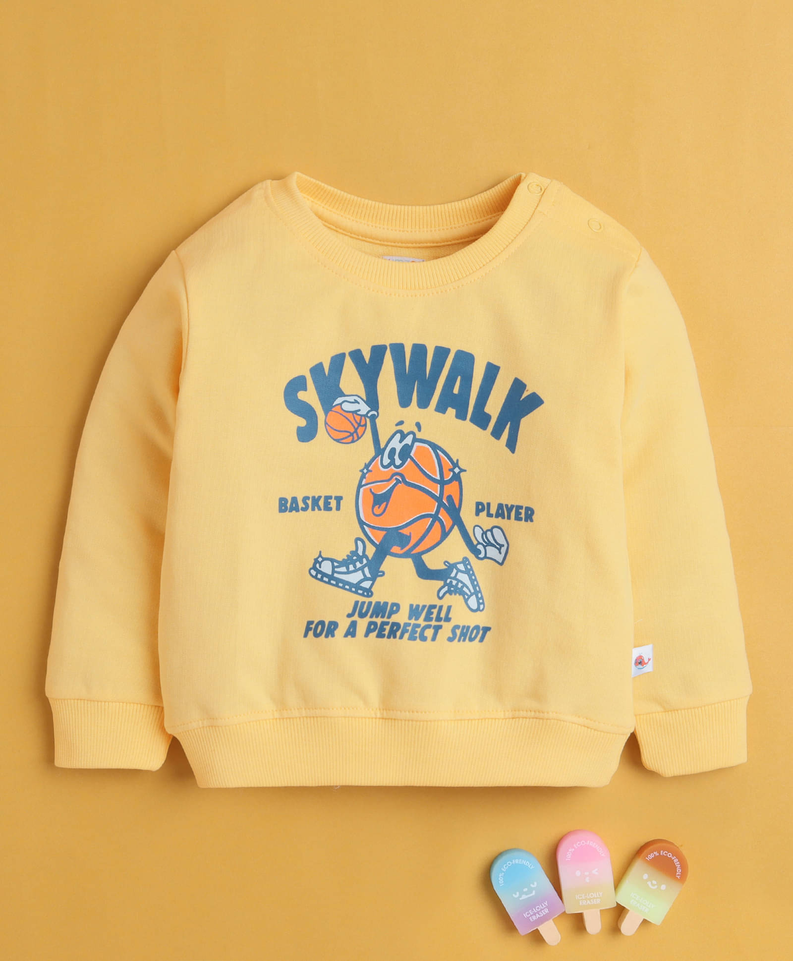     			BUMZEE Pack of 1 Baby Boy 100% Cotton Sweatshirt ( Yellow )