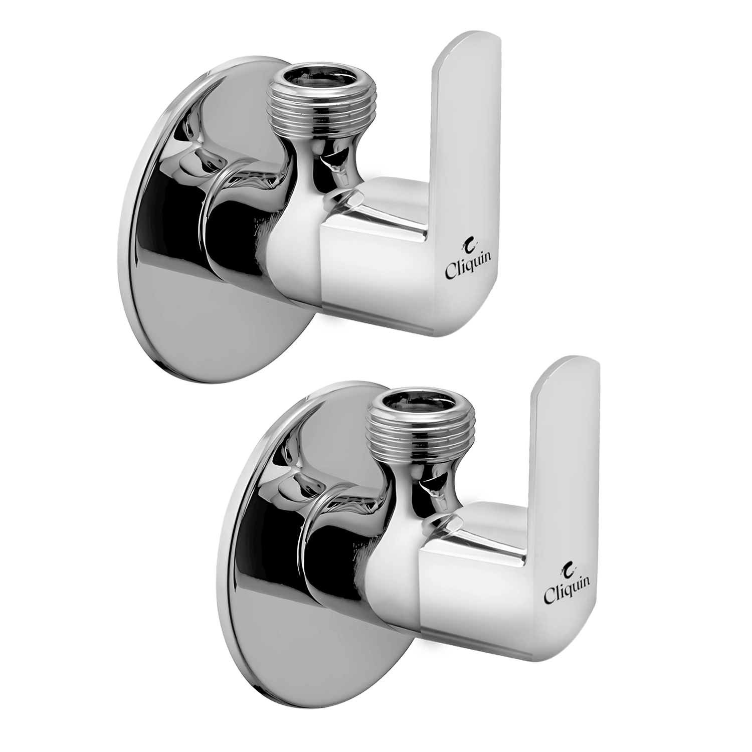     			Cliquin Cubix Angle Cock With Wall Flange (Pack of 2) Brass Taper cock