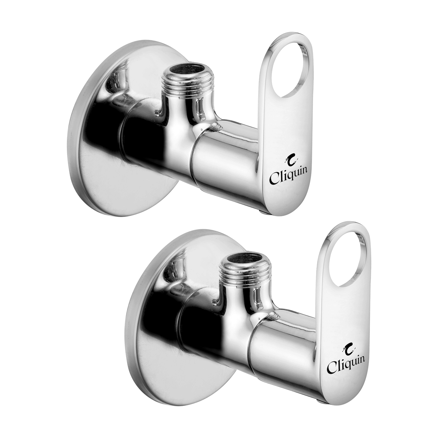     			Cliquin Ornamax Angle Cock With Wall Flange (Pack of 2) Brass Taper cock