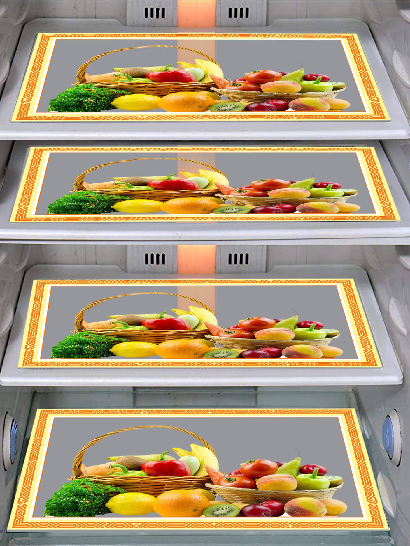 DPA Collection PVC Floral Fridge Mats ( 44 29 ) Pack of 4 - Yellow     			DPA Collection PVC Floral Fridge Mats ( 44 29 ) Pack of 4 - Yellow