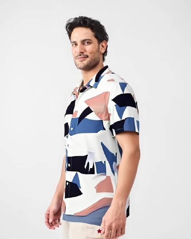     			ETSY Cotton Blend Regular Fit Self Design Half Sleeves Men's Casual Shirt - Blue ( Pack of 1 )
