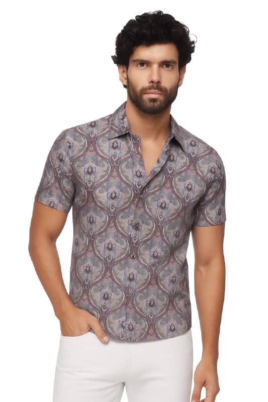 ETSY Cotton Blend Regular Fit Solids Half Sleeves Men's Casual Shirt - Purple ( Pack of 1 ) ETSY Cotton Blend Regular Fit Solids Half Sleeves Men's Casual Shirt - Purple ( Pack of 1 )