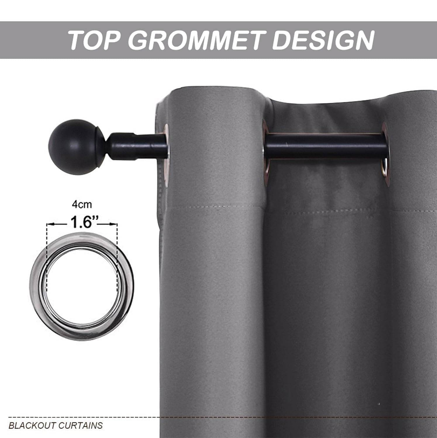 Essensa furnishings Solid Blackout Ring Rod Curtain 7 ft ( Pack of 1 ) - Grey Essensa furnishings Solid Blackout Ring Rod Curtain 7 ft ( Pack of 1 ) - Grey