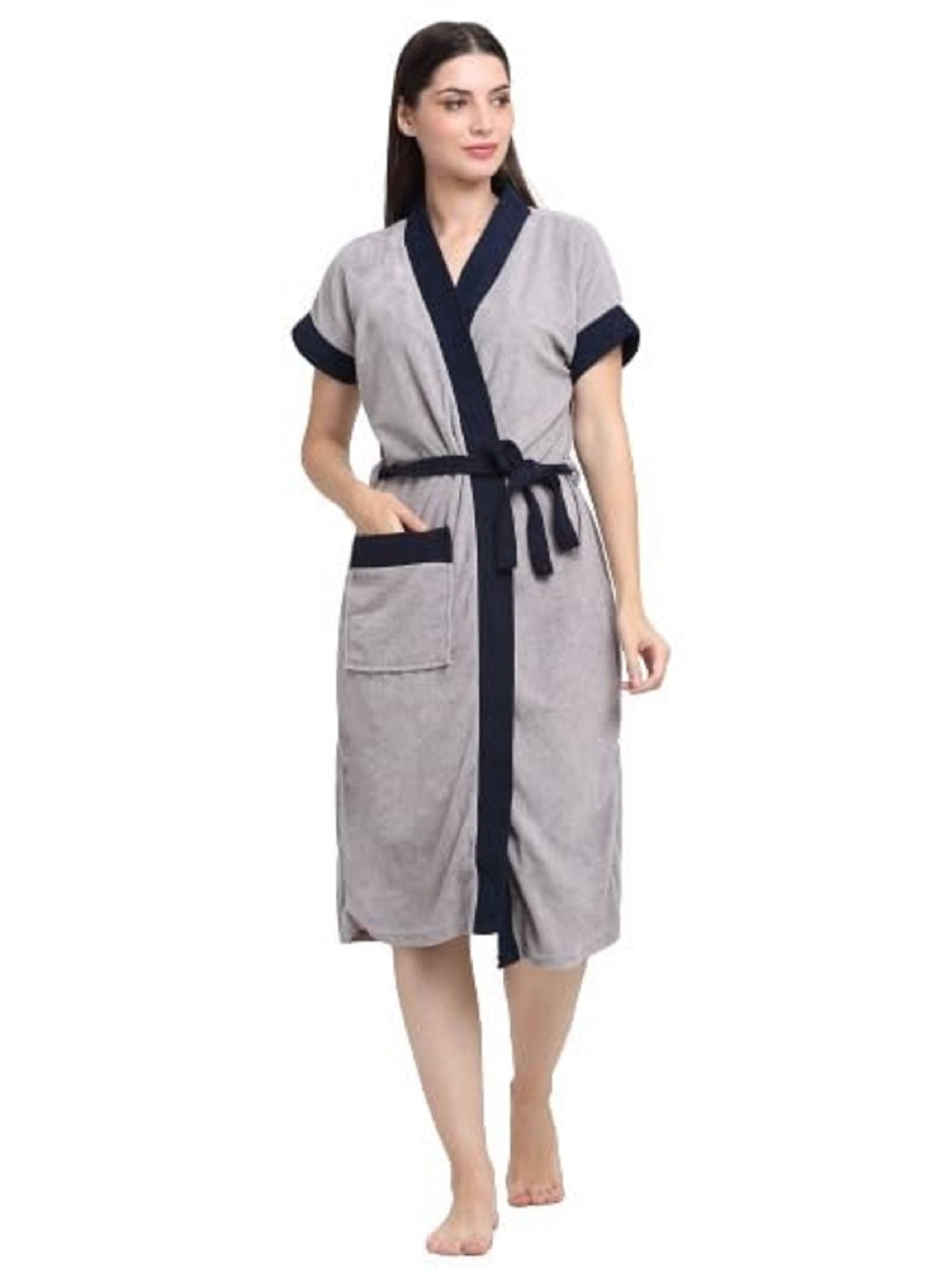     			FeelBlue Grey Free Size Bathrobe ( Pack of 1 )