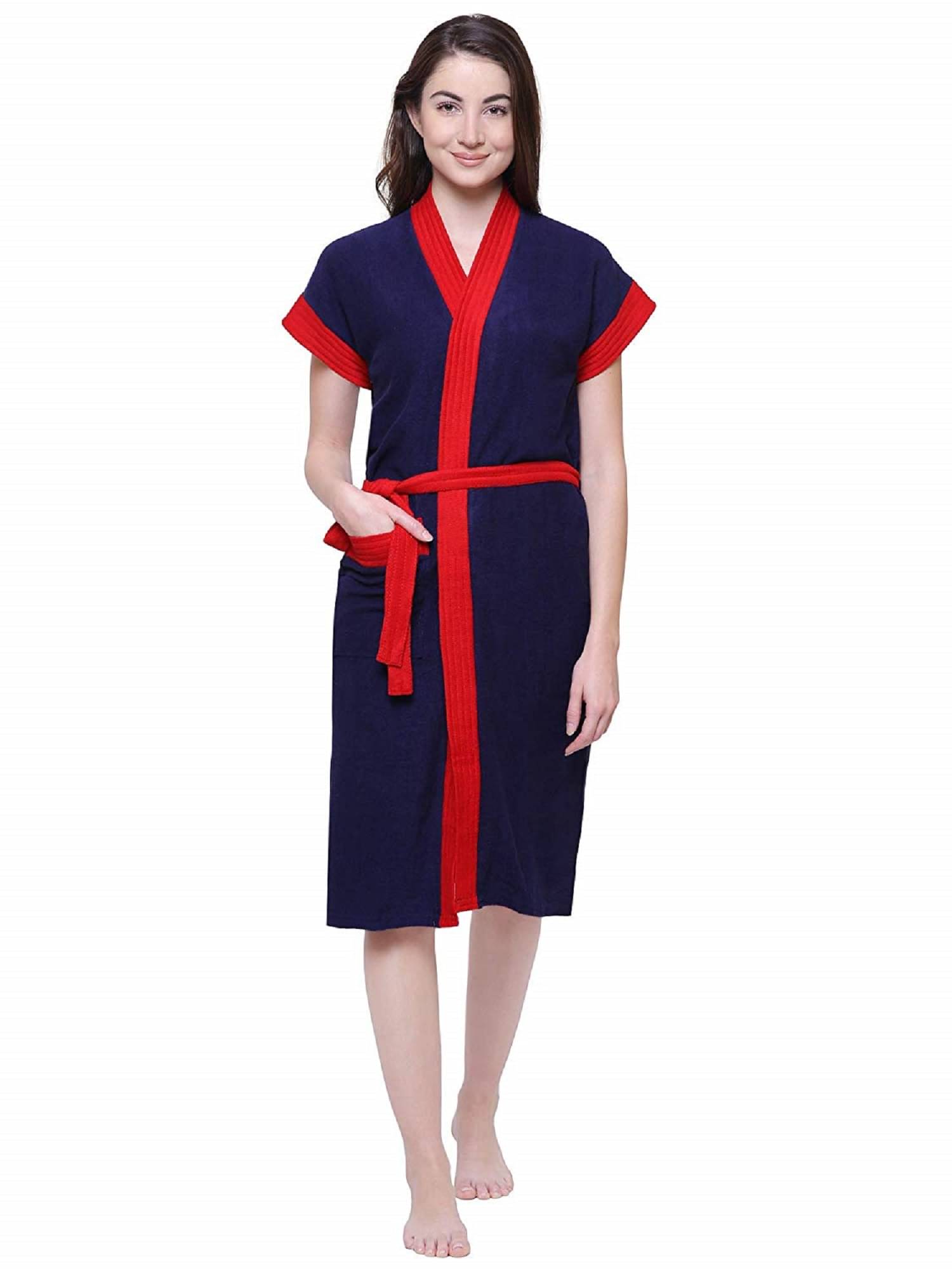     			FeelBlue Navy Free Size Bathrobe ( Pack of 1 )