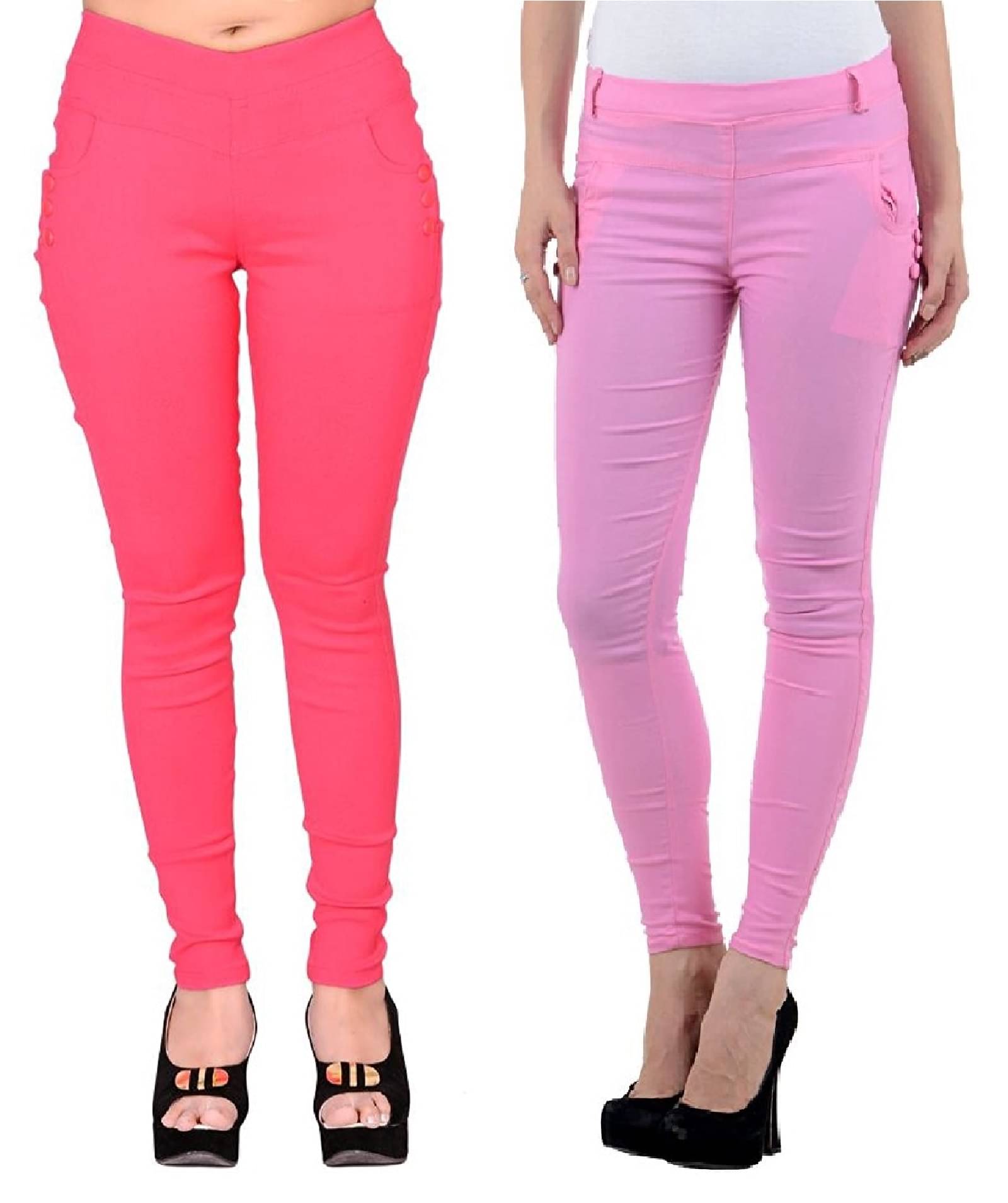     			FeelBlue Women Cotton Blend Skinny Fit Jegging ( Pink )