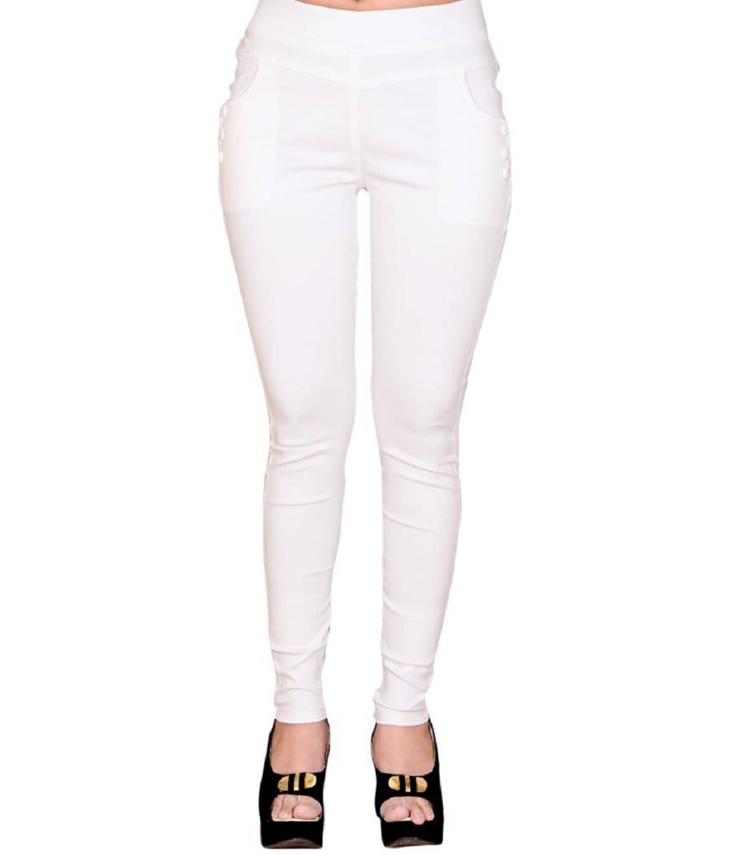     			FeelBlue Women Cotton Blend Skinny Fit Jegging ( White )