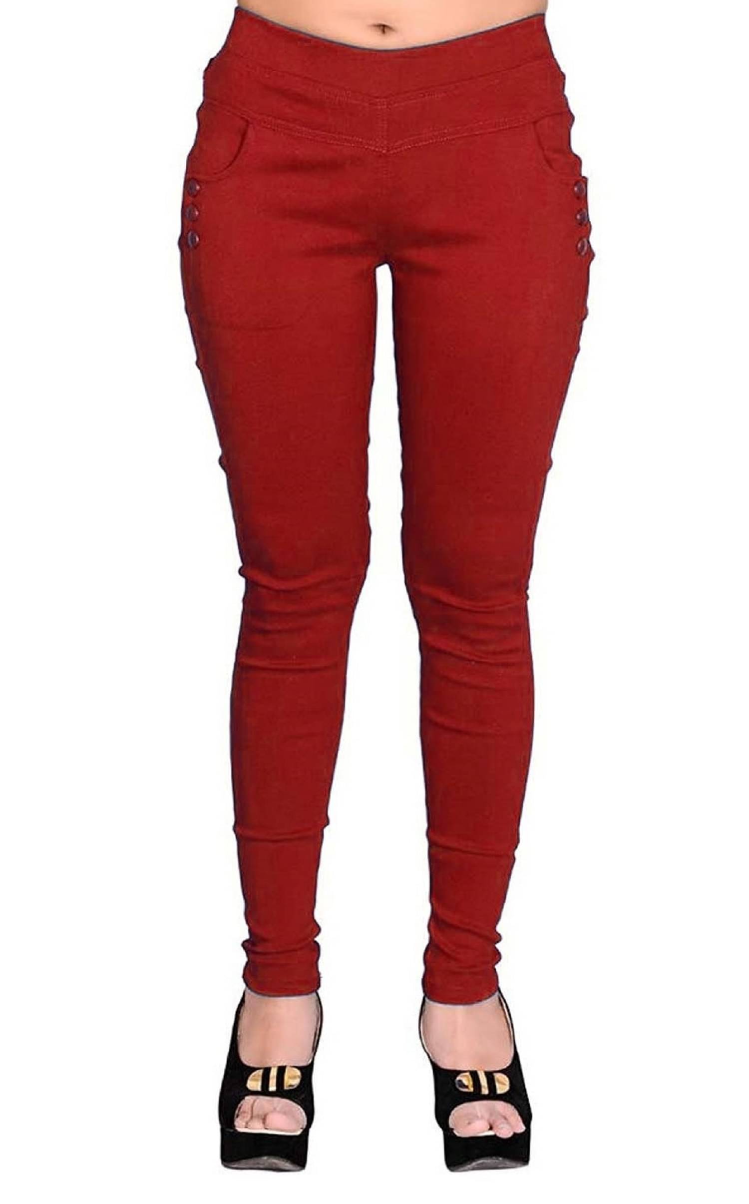     			FeelBlue Women Cotton Blend Skinny Fit Jegging ( Maroon )