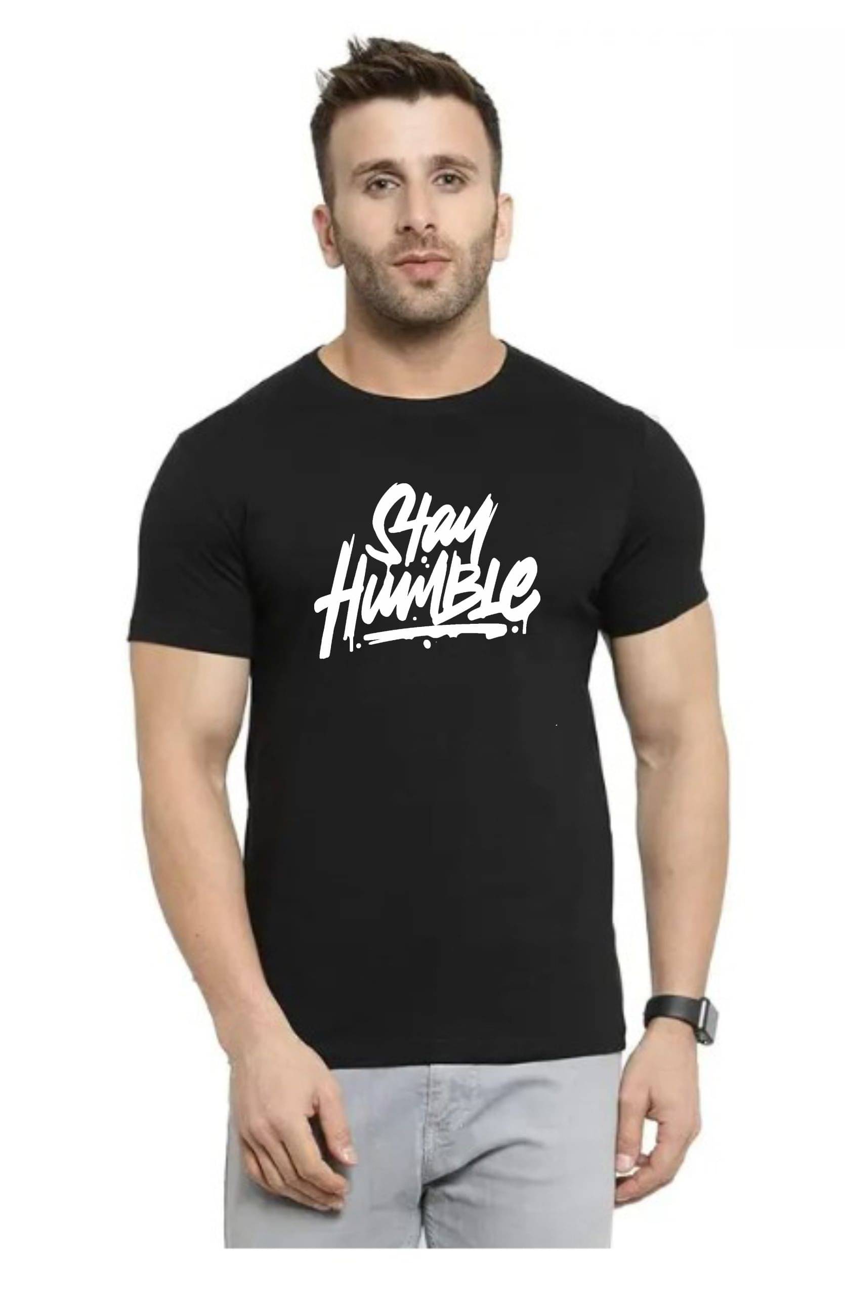     			GARBFEB Men Cotton Blend Regular Fit Printed T-Shirt ( Black )